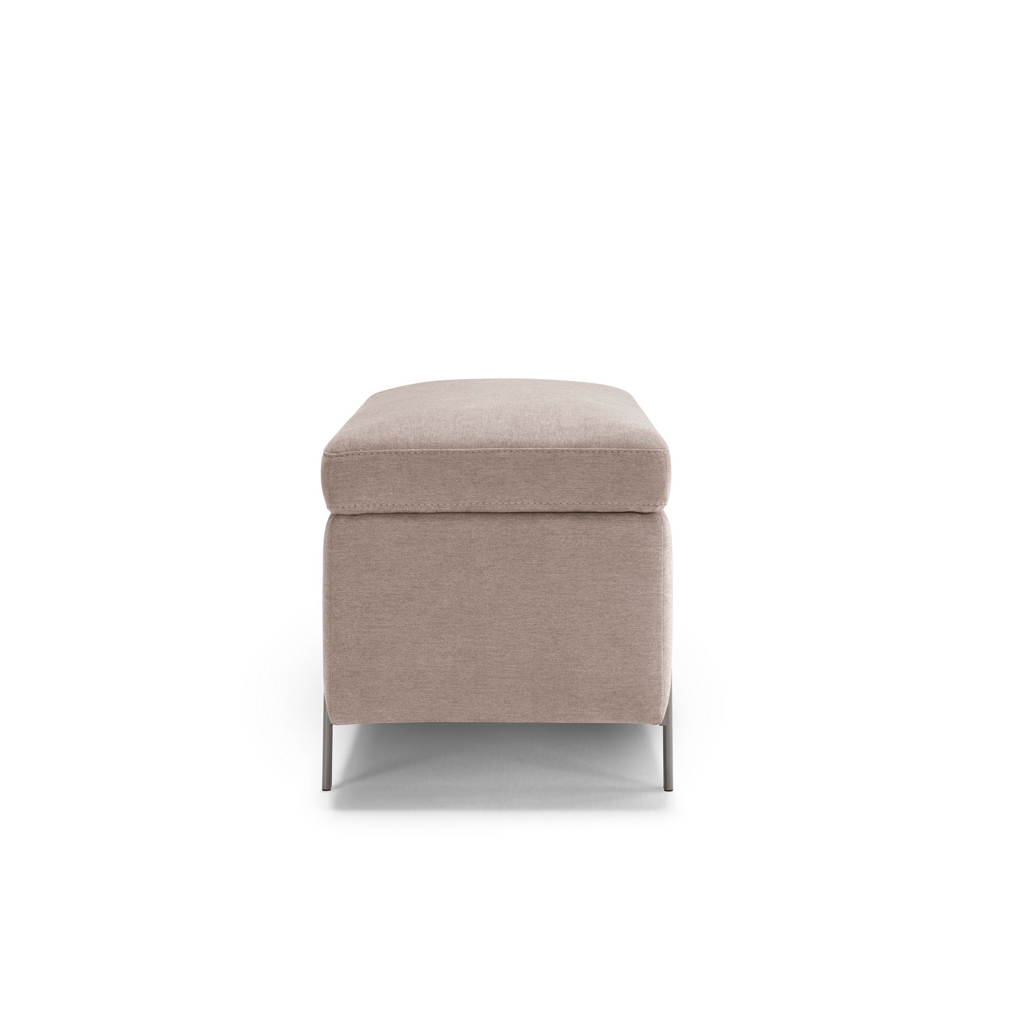 Banc SARDORELLA 110x45 cm rangement Made in Italy en tissu chenille camel