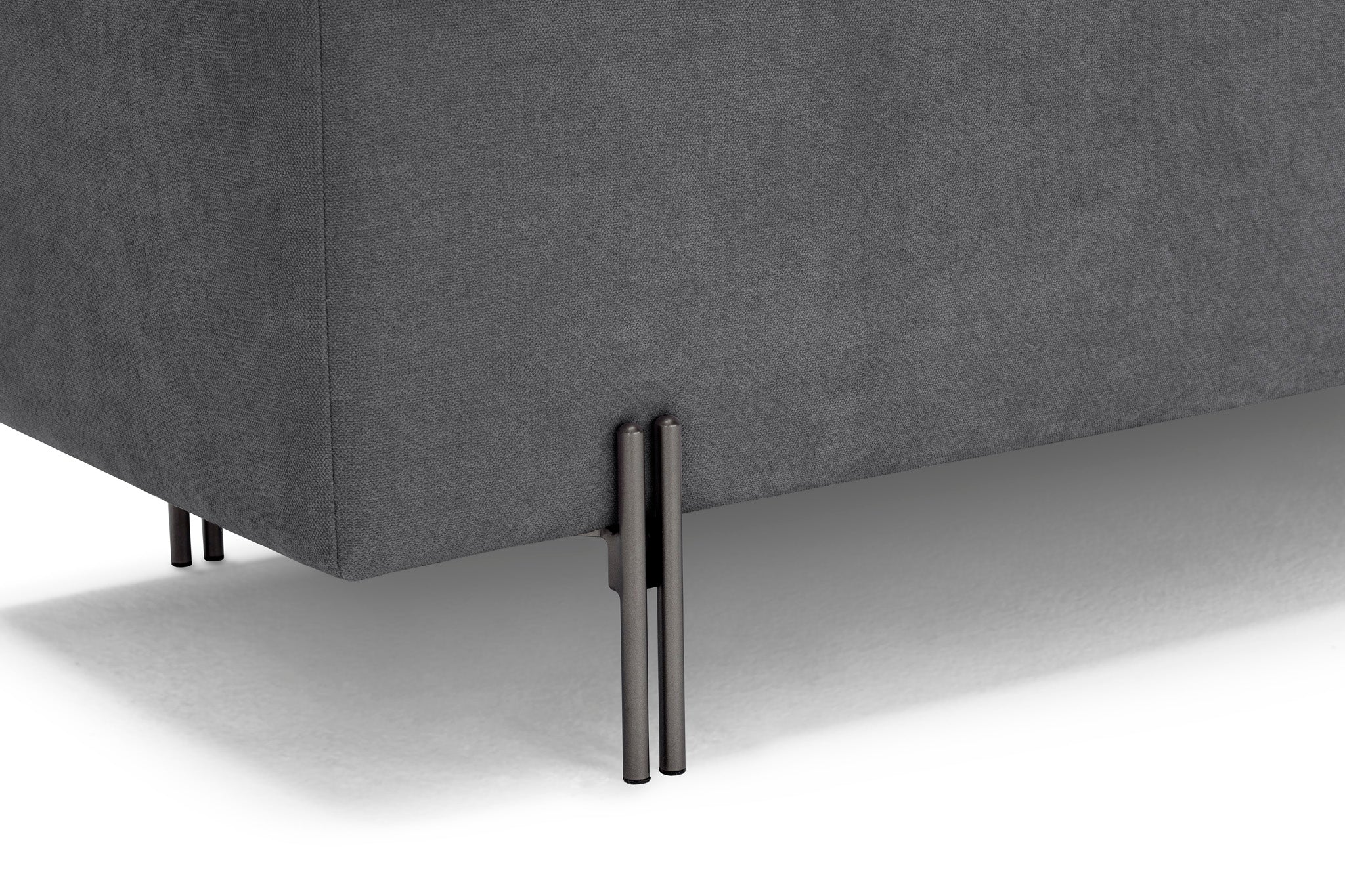 Banc CARAMAGNA 110x45 cm rangement Made in Italy matelassé en tissu chenille gris foncé
