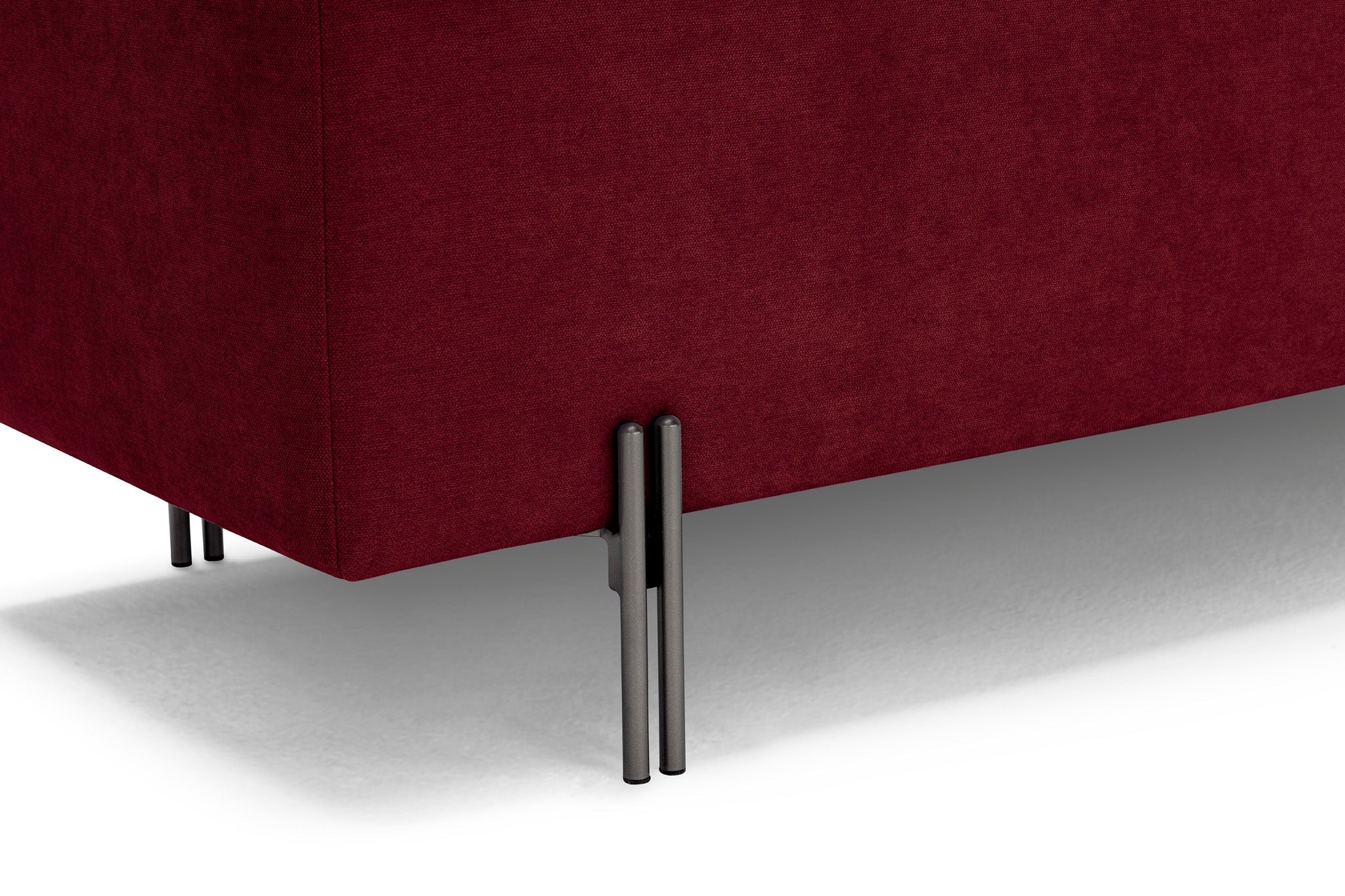 Banc CARAMAGNA 110x45 cm rangement Made in Italy matelassé en tissu chenille bordeaux