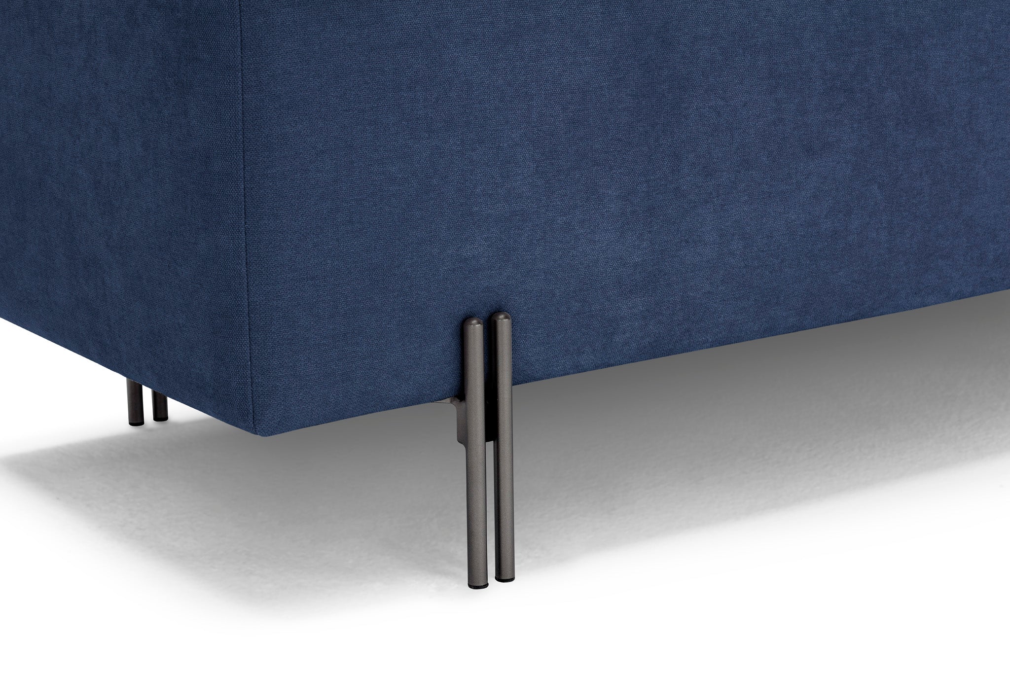 Banc CARAMAGNA 110x45 cm rangement Made in Italy matelassé en tissu chenille bleu