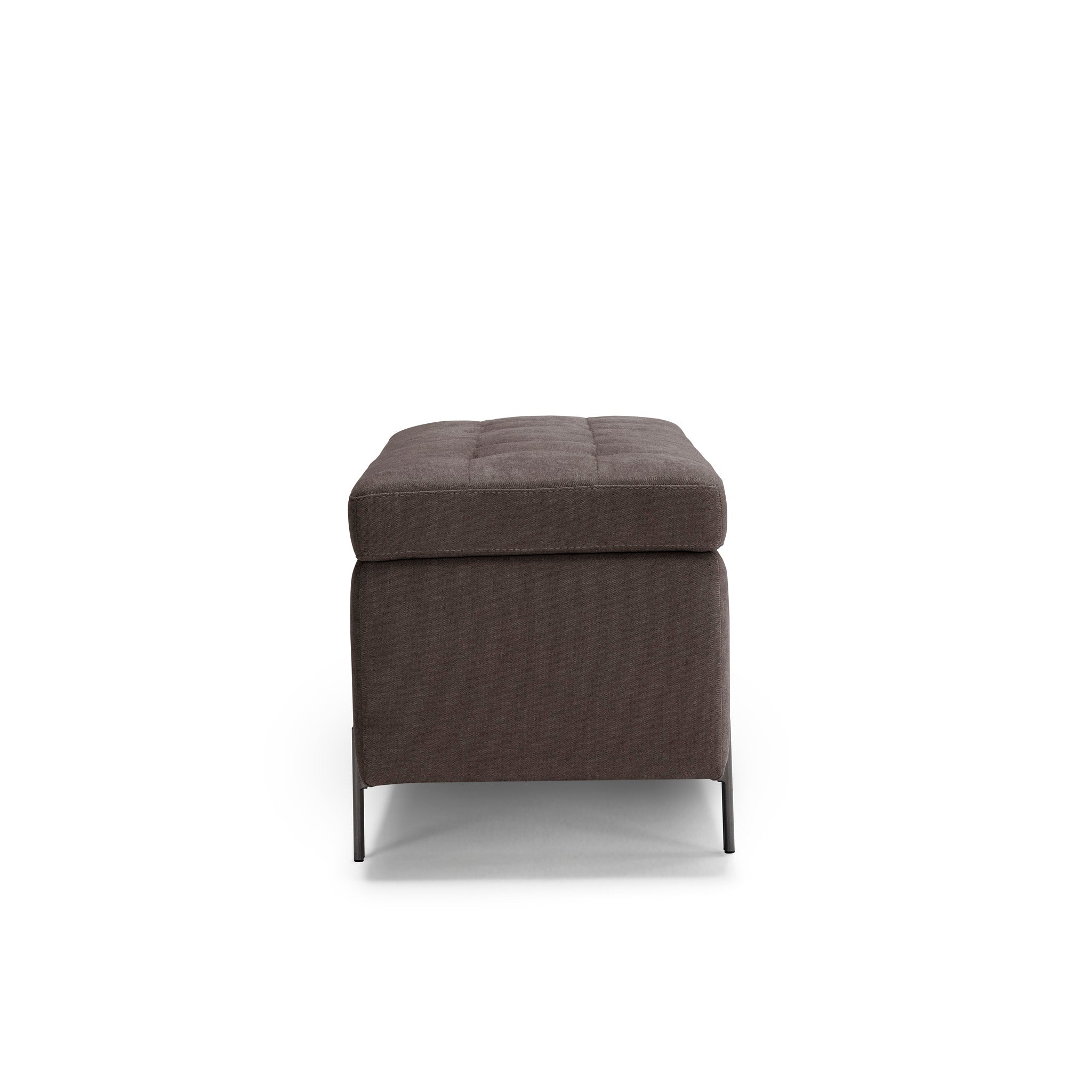 Banc CARAMAGNA 110x45 cm rangement Made in Italy Matelassé en tissu chenille marron