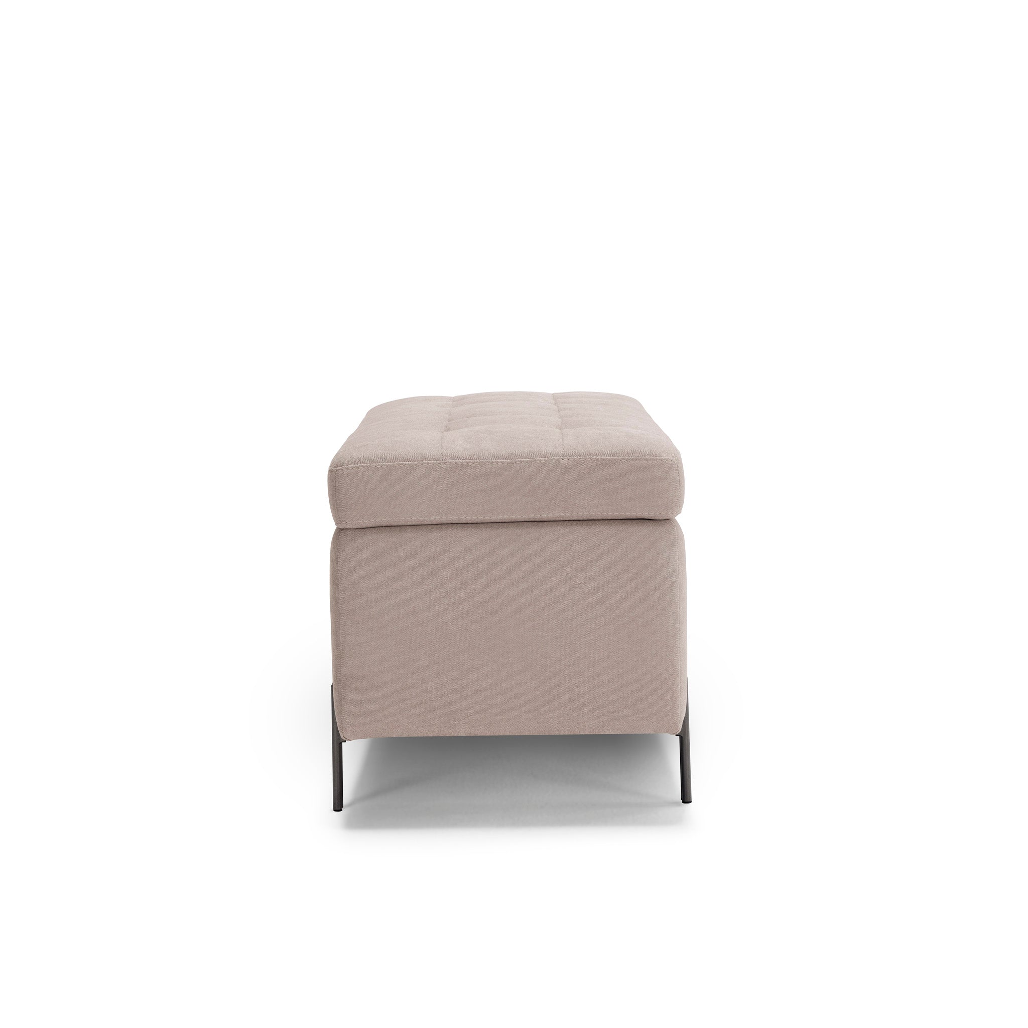 Banc CARAMAGNA 110x45 cm rangement Made in Italy matelassé en tissu chenille camel