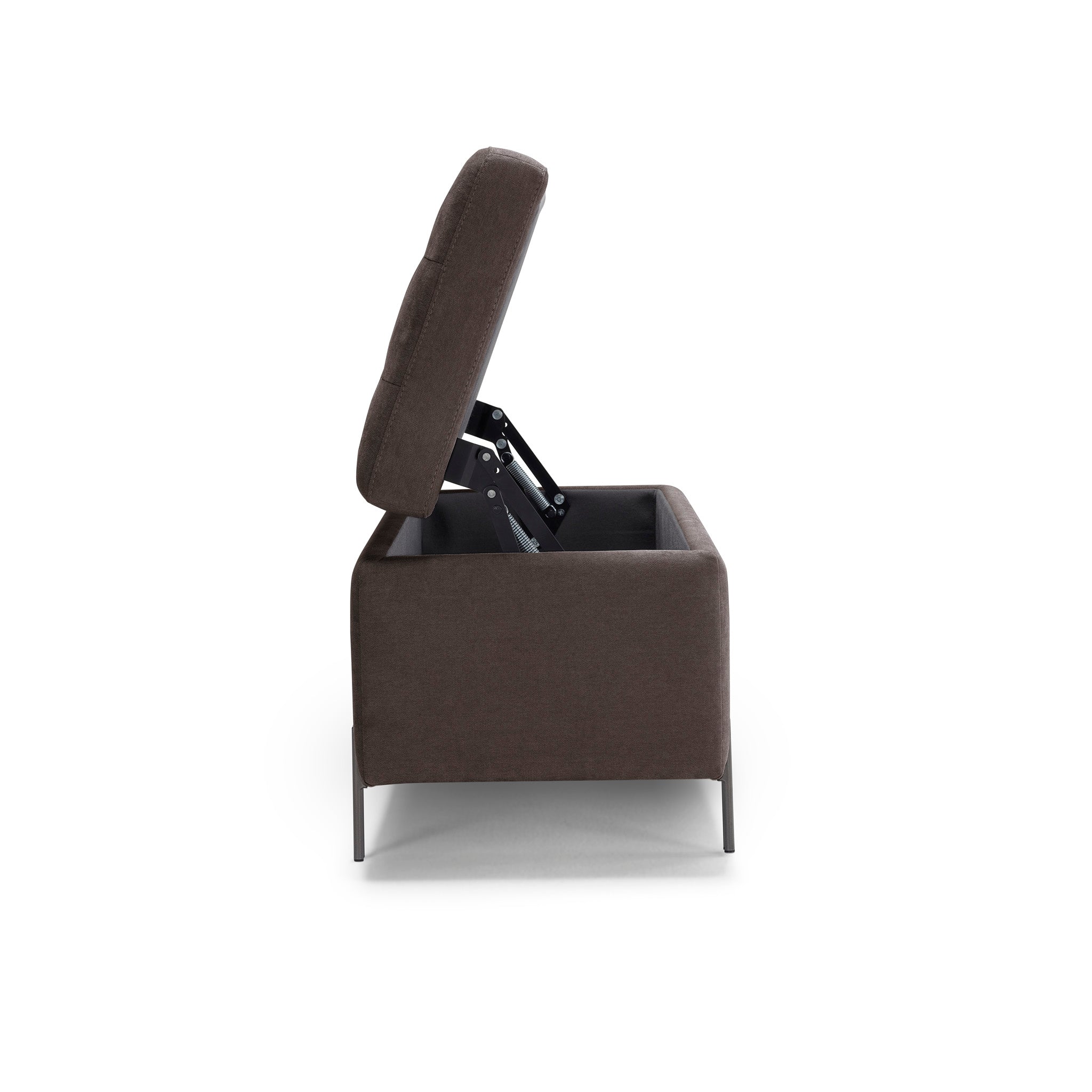 Banc CARAMAGNA 110x45 cm rangement Made in Italy Matelassé en tissu chenille marron