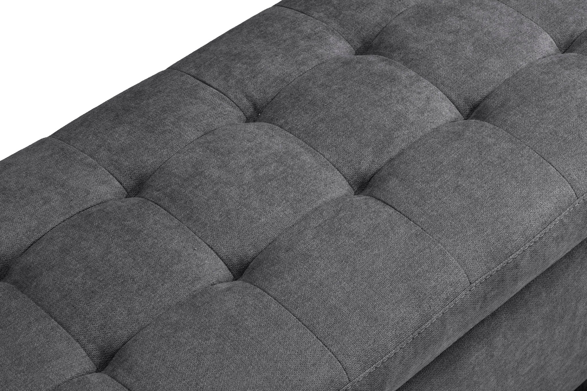 Banc CARAMAGNA 110x45 cm rangement Made in Italy matelassé en tissu chenille gris foncé