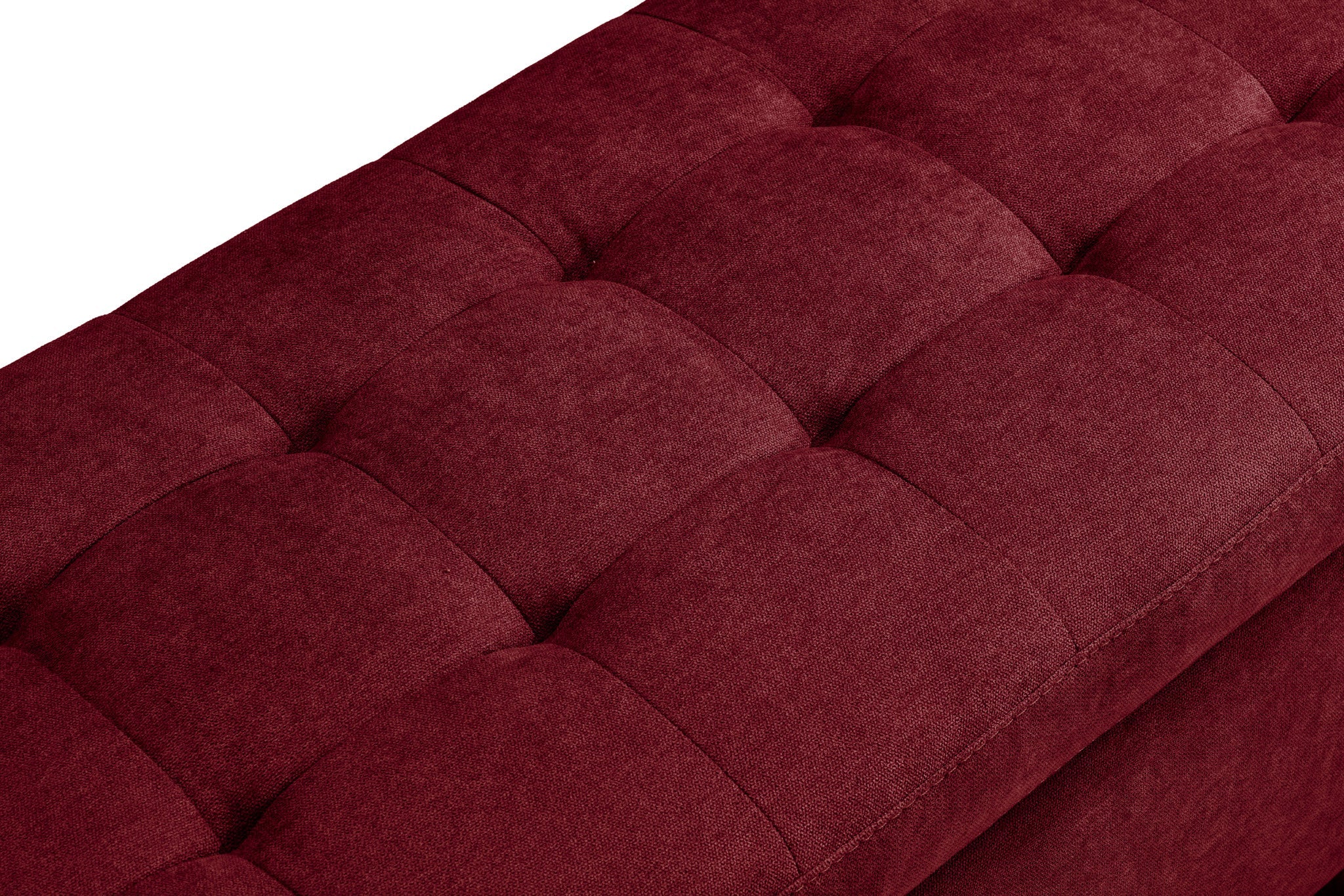 Banc CARAMAGNA 110x45 cm rangement Made in Italy matelassé en tissu chenille bordeaux