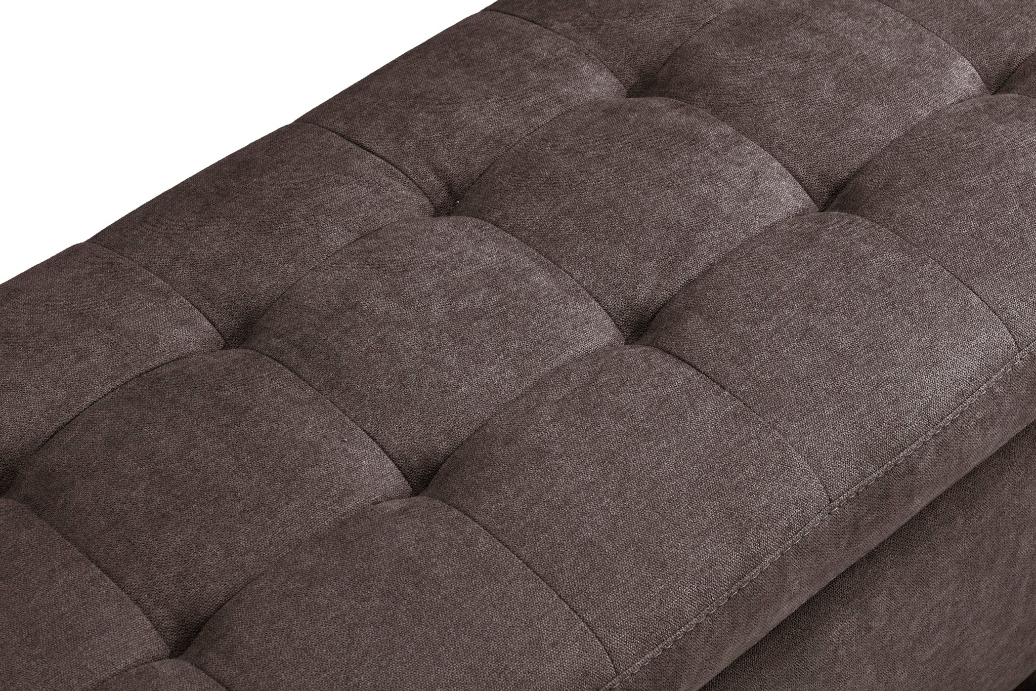 Banc CARAMAGNA 110x45 cm rangement Made in Italy Matelassé en tissu chenille marron