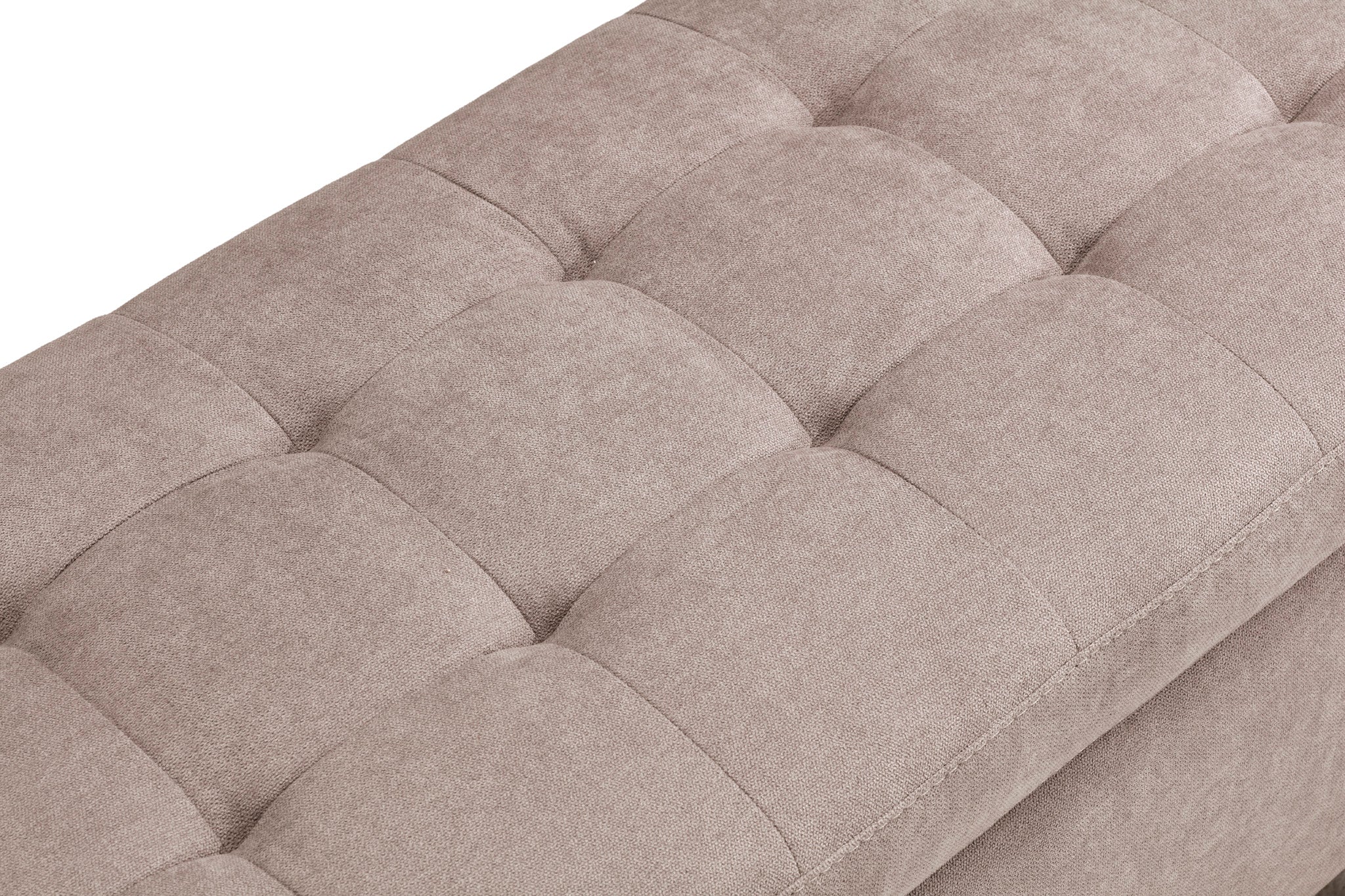 Banc CARAMAGNA 110x45 cm rangement Made in Italy matelassé en tissu chenille camel