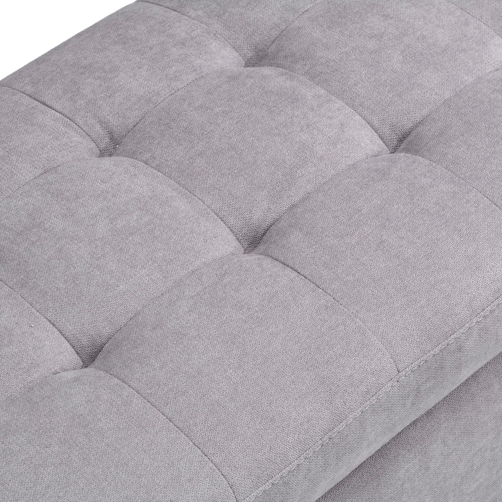 Banc VALSURA rangement Made in Italy matelassé en tissu chenille gris clair