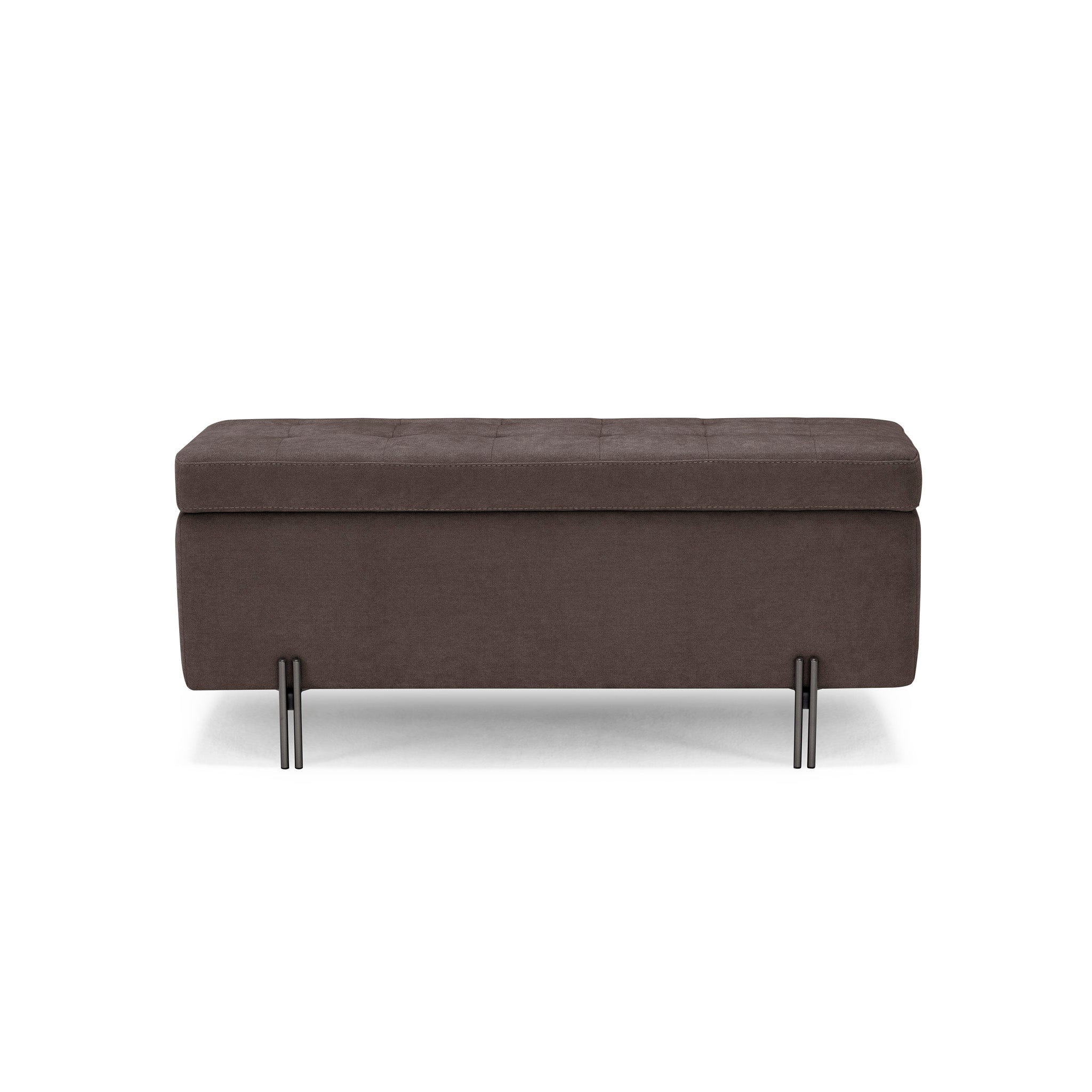 Banc CARAMAGNA 110x45 cm rangement Made in Italy Matelassé en tissu chenille marron