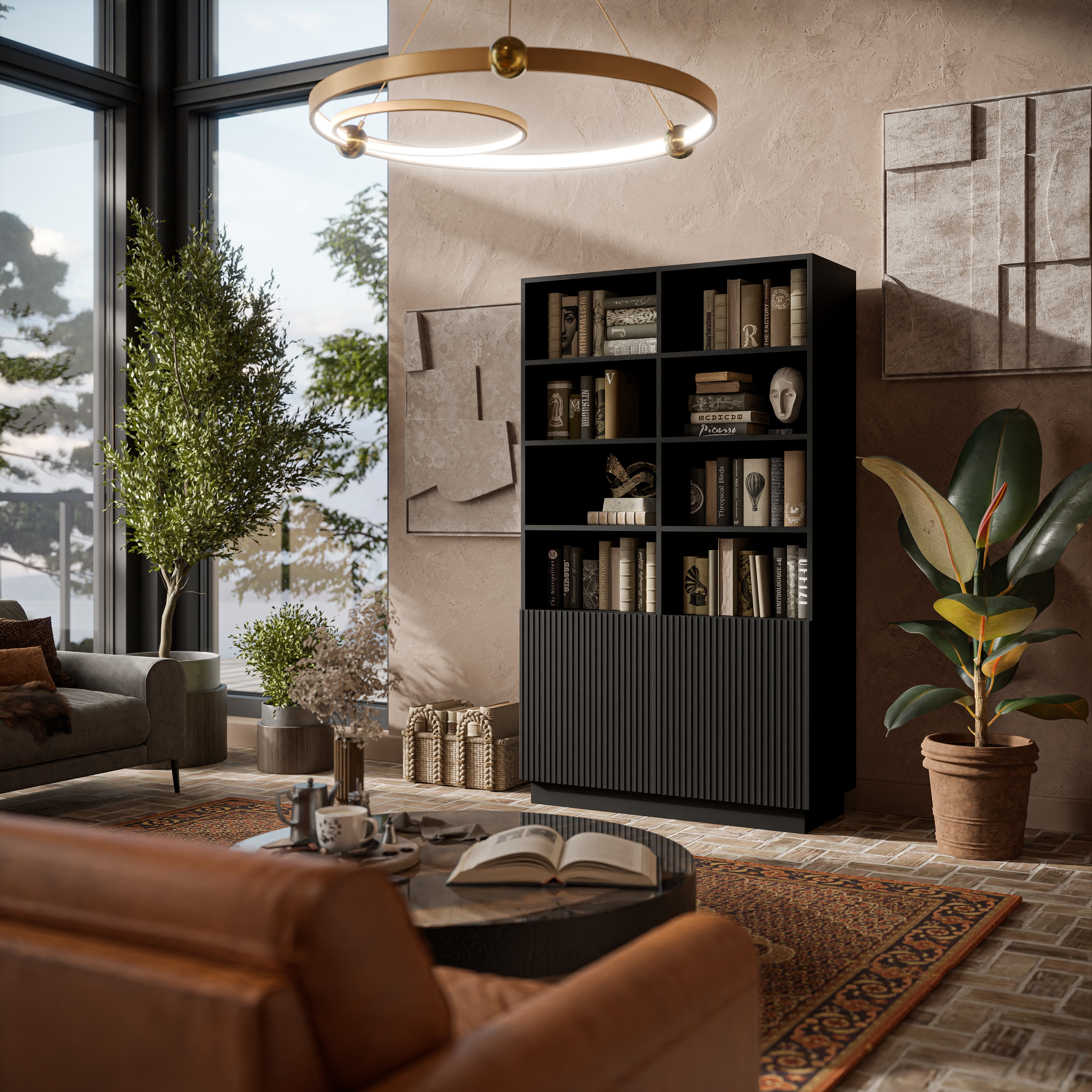 Librairie 2 portes 6 étagères Claire 171x100 cm