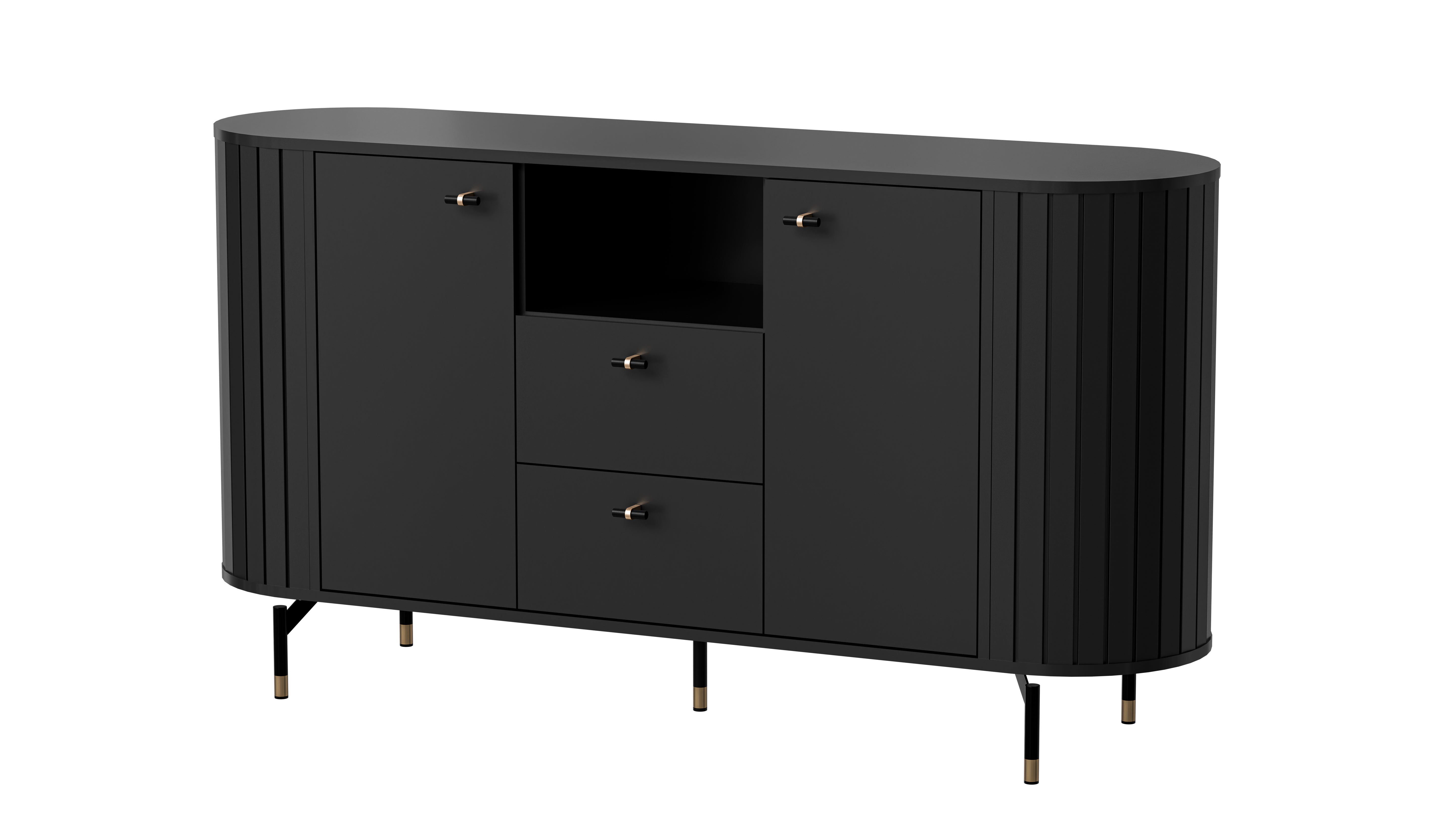 Buffet 2 portes 2 tiroirs avec pied en métal Rose 81x150 cm