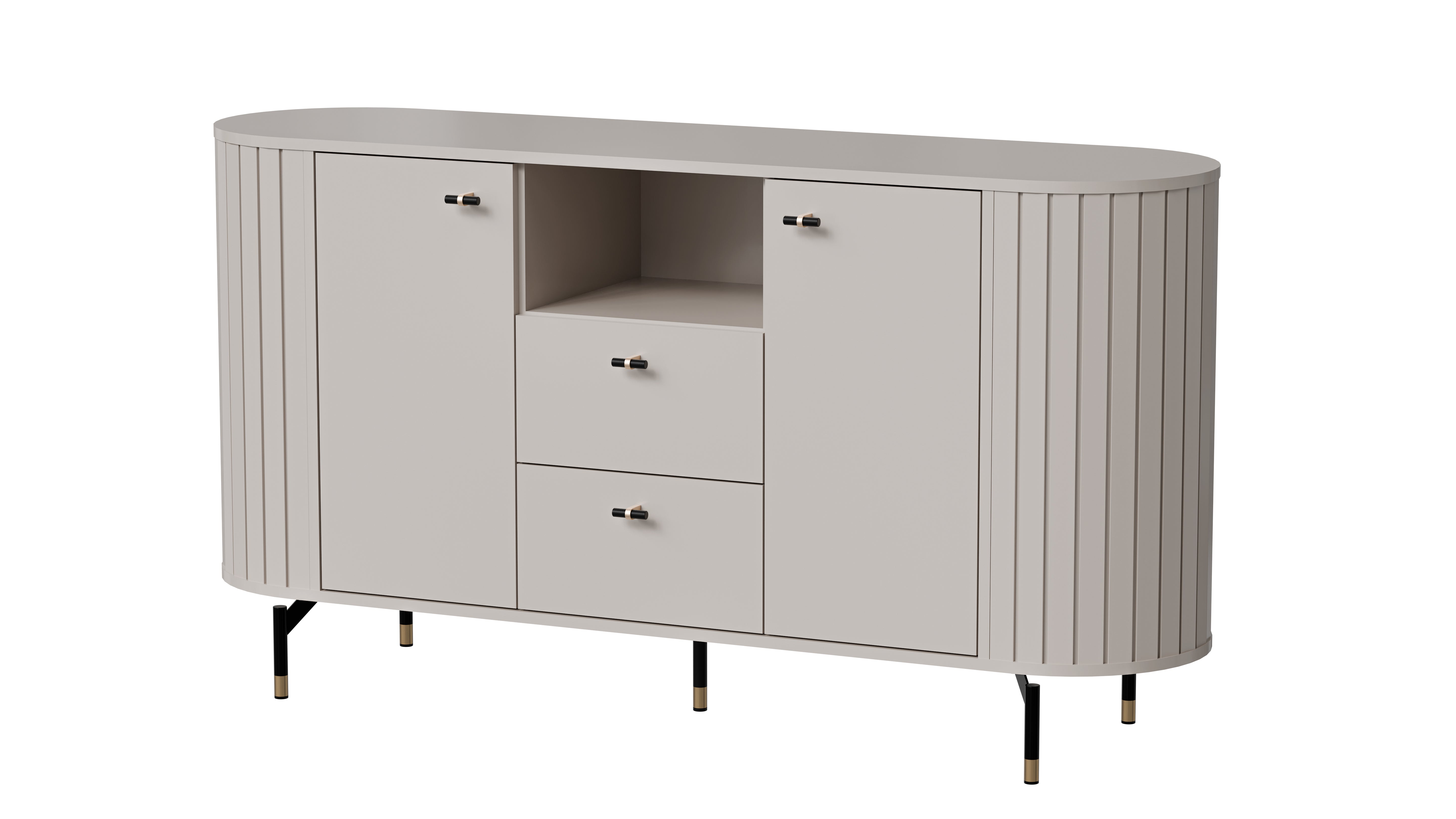Buffet 2 portes 2 tiroirs avec pied en métal Rose 81x150 cm