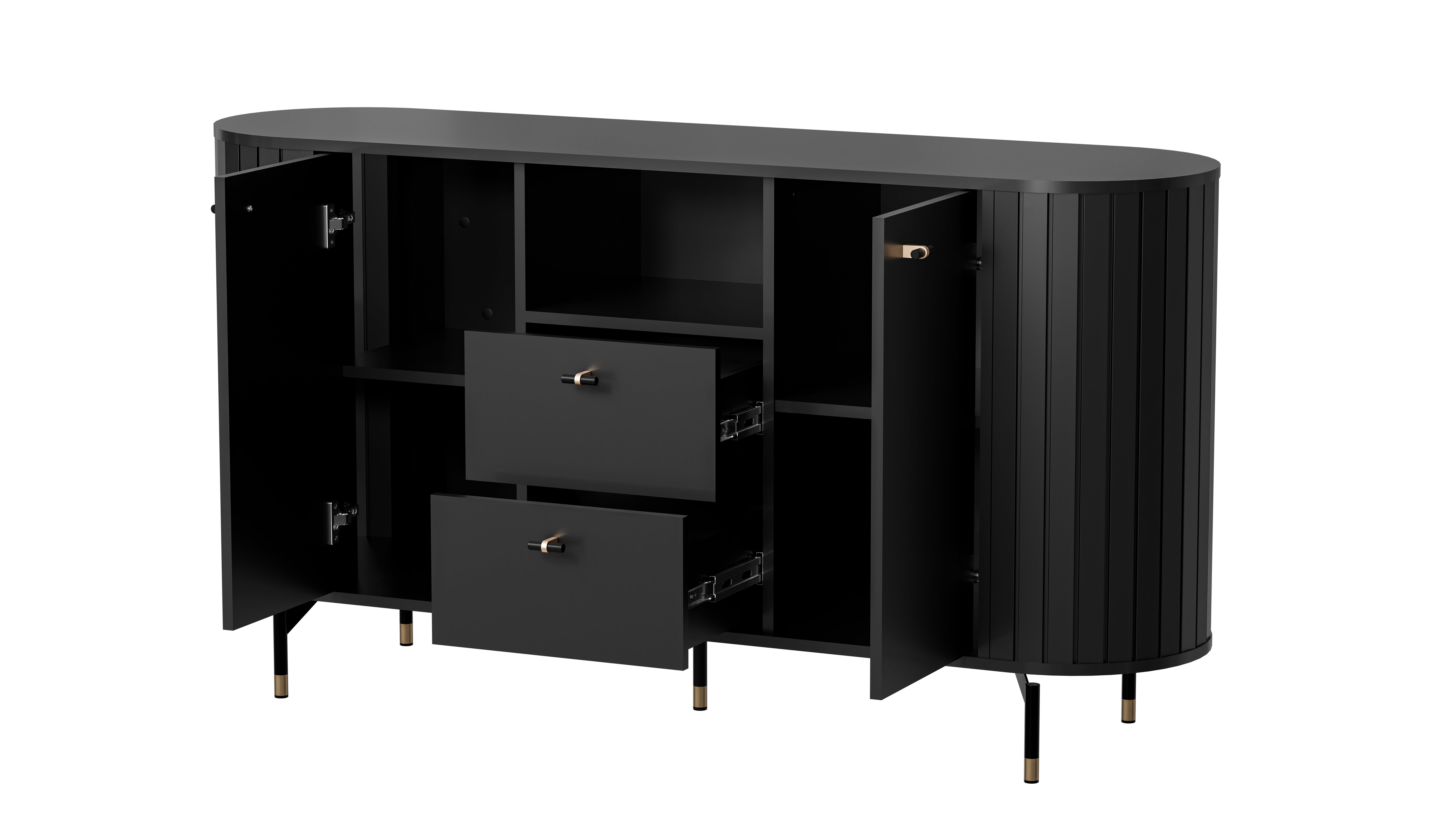 Buffet 2 portes 2 tiroirs avec pied en métal Rose 81x150 cm
