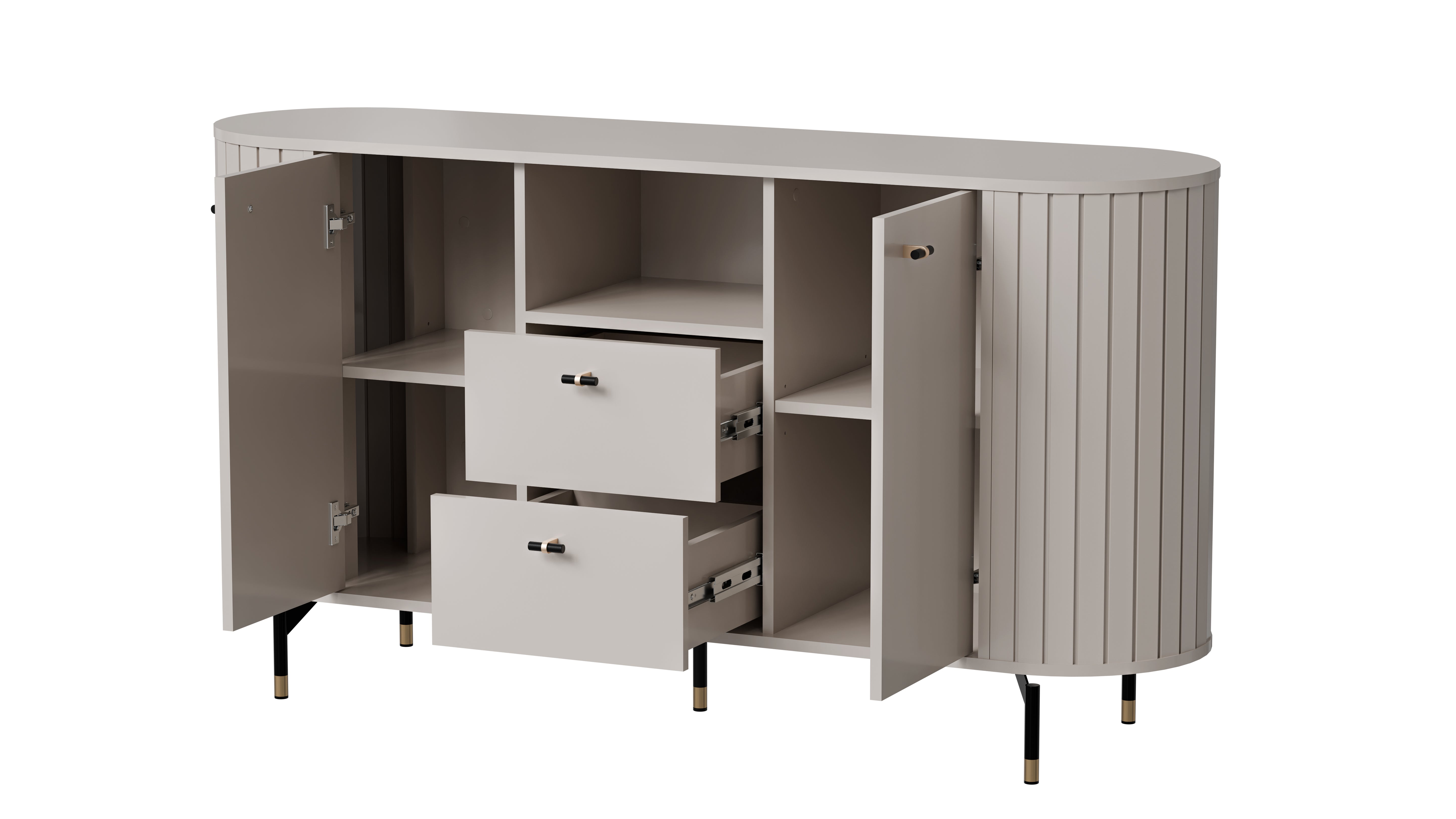 Buffet 2 portes 2 tiroirs avec pied en métal Rose 81x150 cm