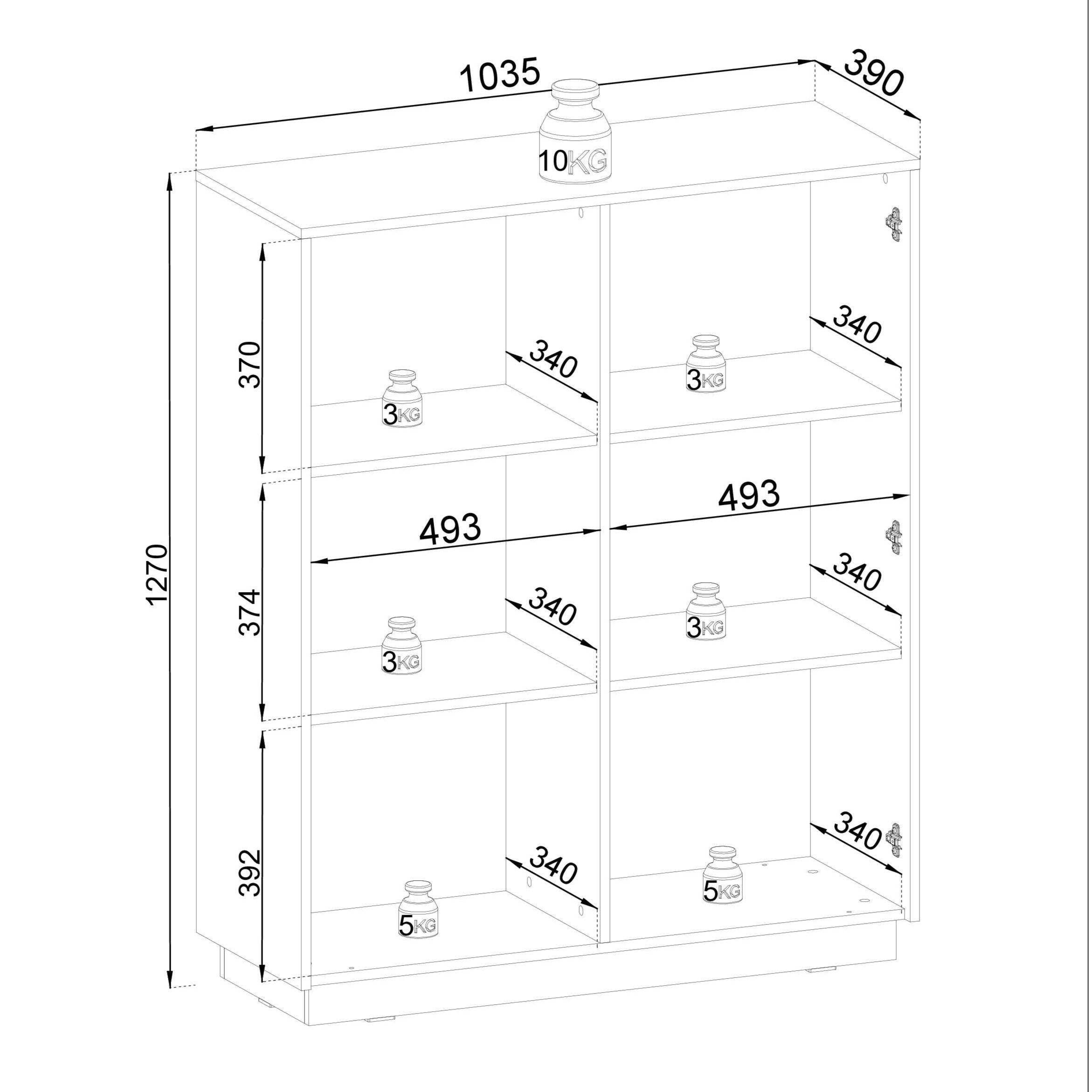 Buffet 2 portes en bois laminé doré 104x127 cm