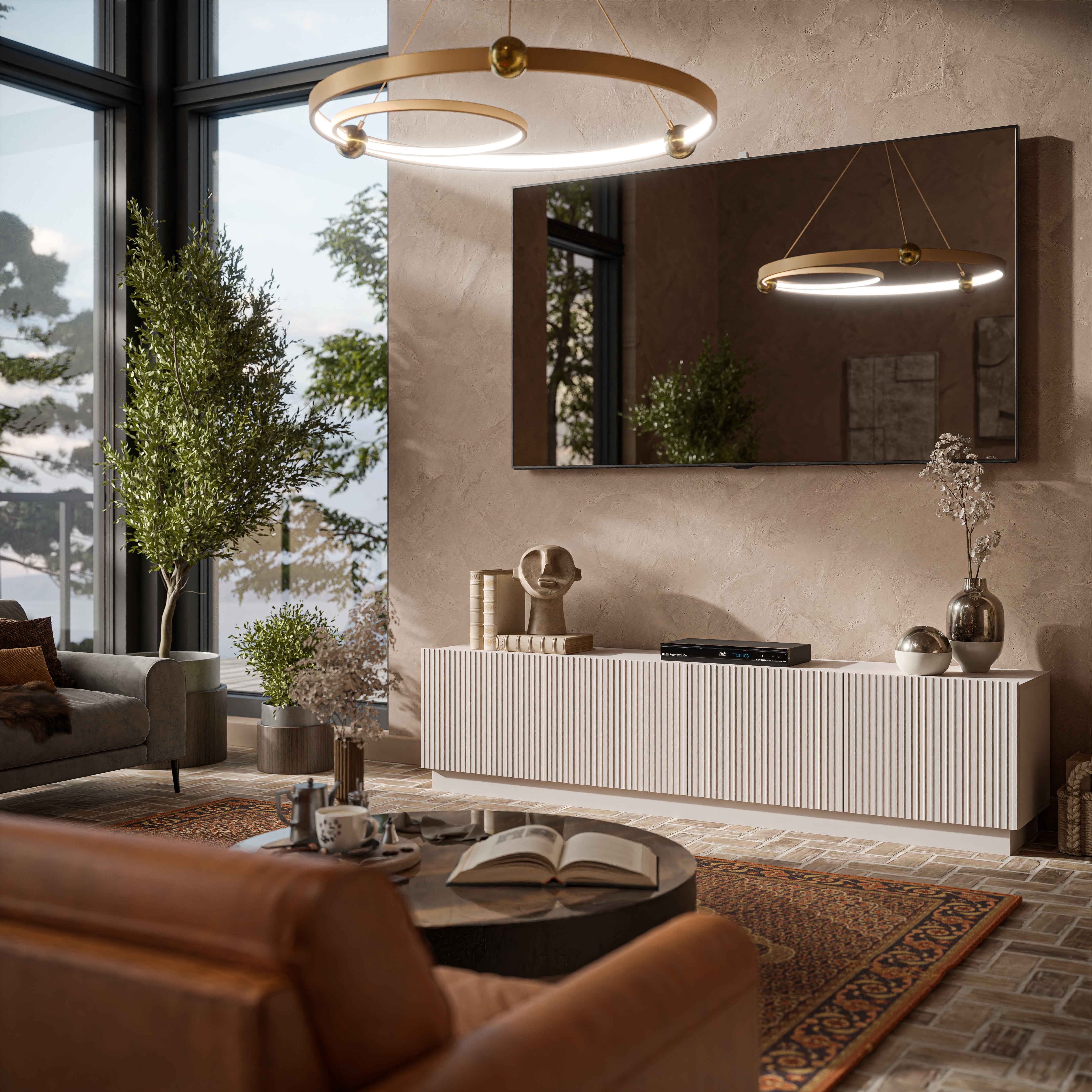 Meuble TV 4 portes Claire 200x48 cm