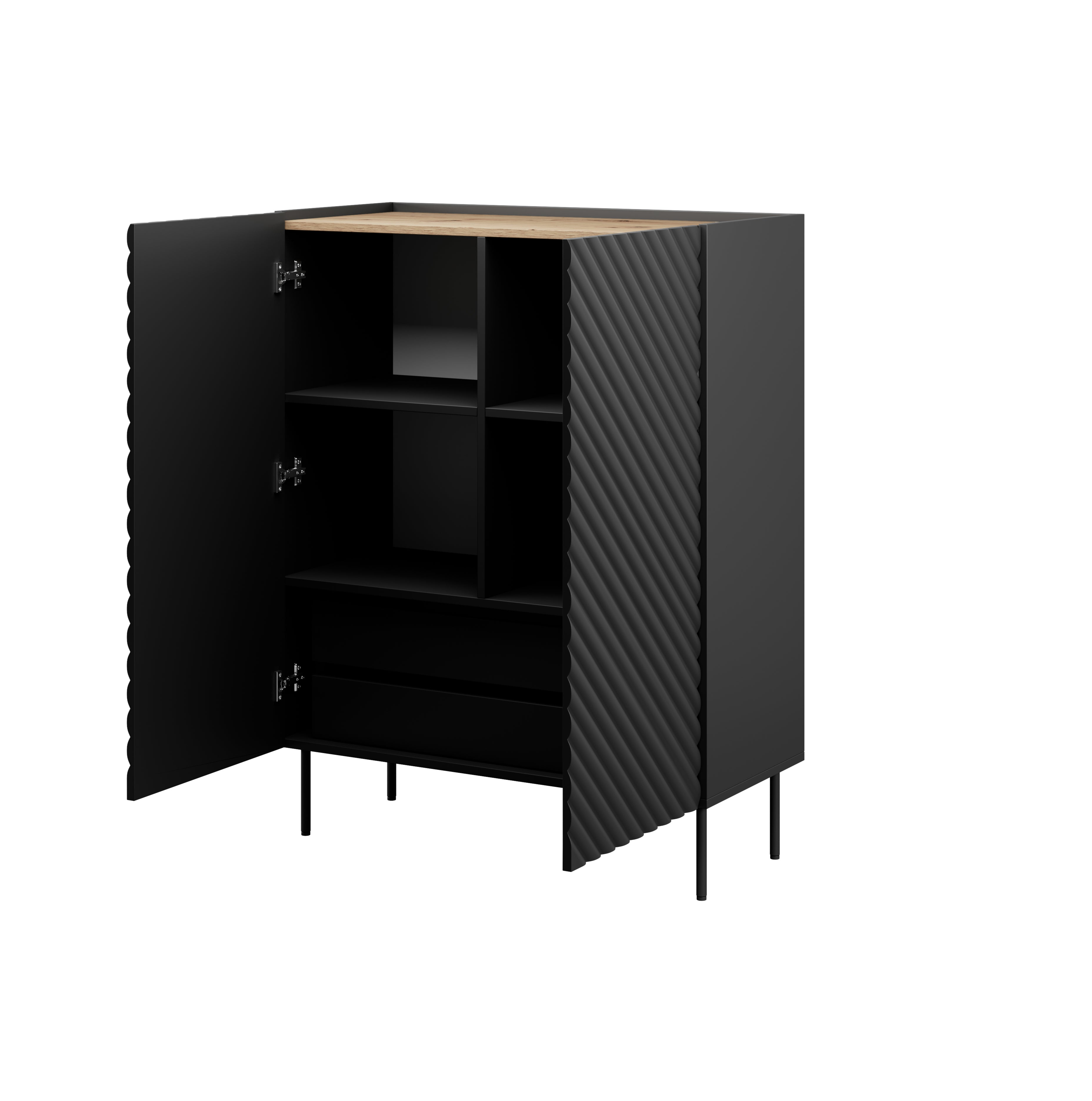 Buffet 2 portes 2 tiroirs avec pied en métal Rêve 98x127 cm