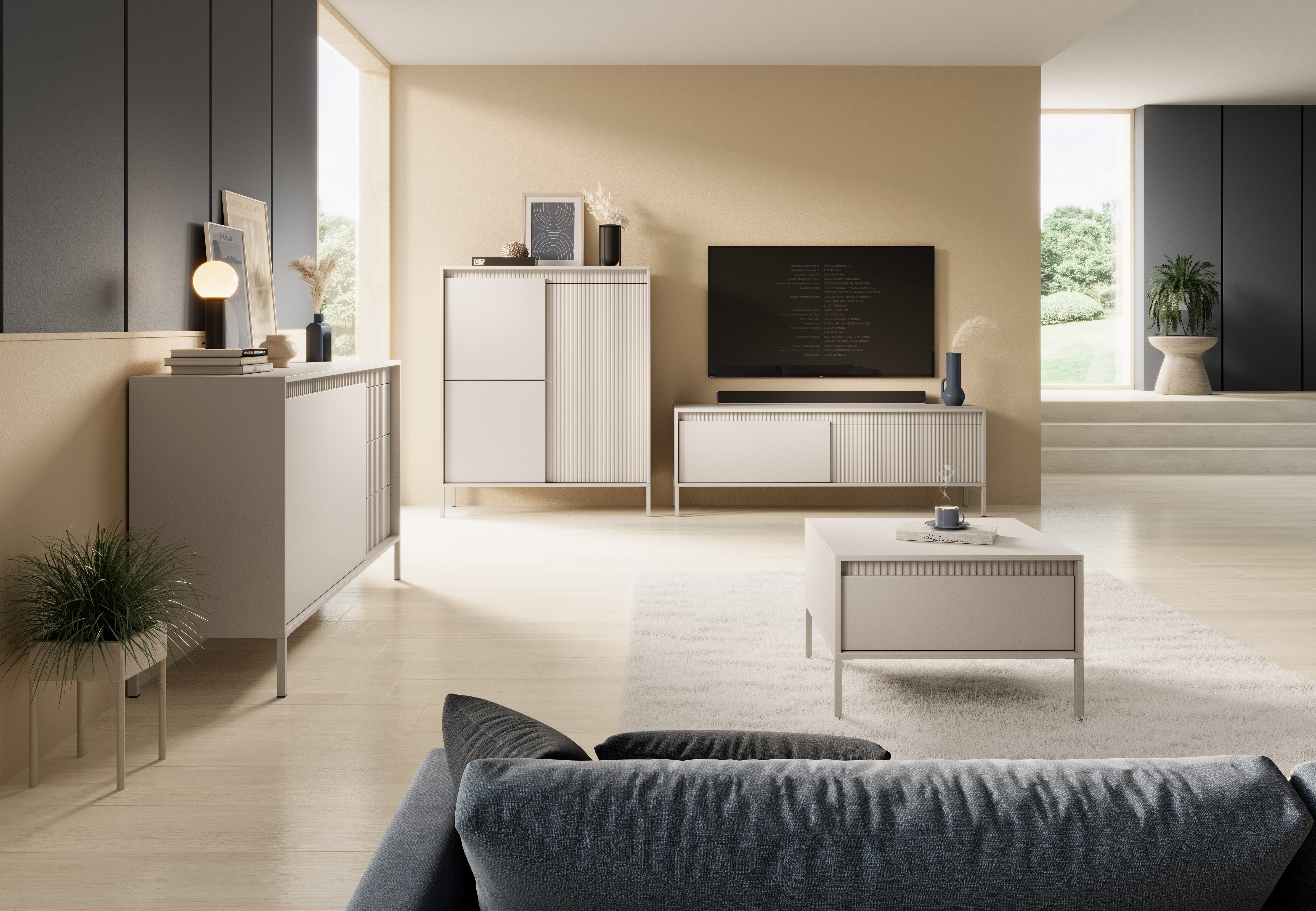 Madia con 2 ante e 3 cassetti Nemi 153x81 cm