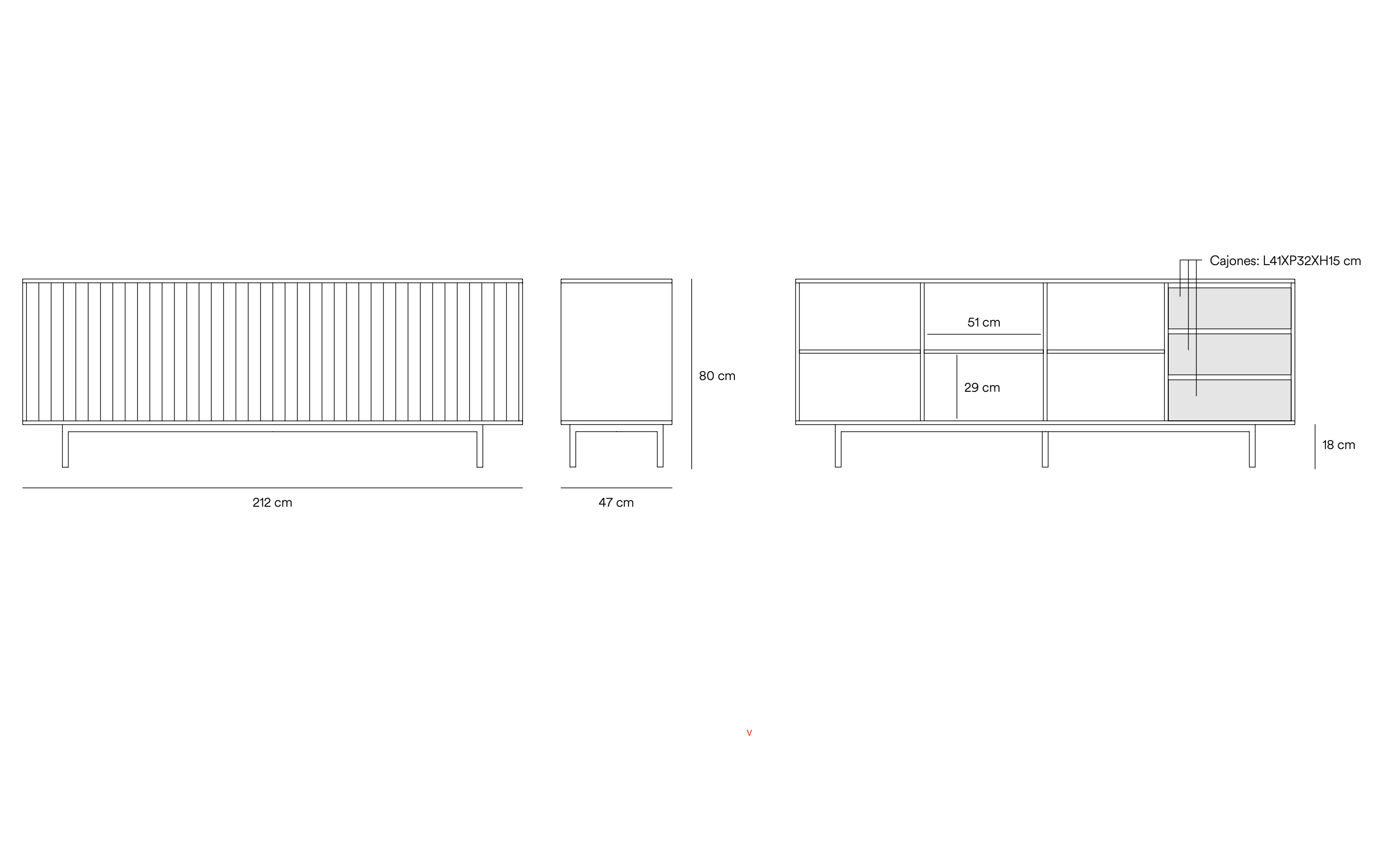 Buffet 4 portes 212x47 cm Sierra de Teulat blanc