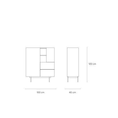 Buffet 2 portes 2 tiroirs 100x120 cm Otto de Teulat en bois de chêne et terre cuite