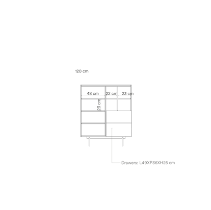 Buffet 2 portes 2 tiroirs 100x120 cm Otto de Teulat en bois de chêne et terre cuite