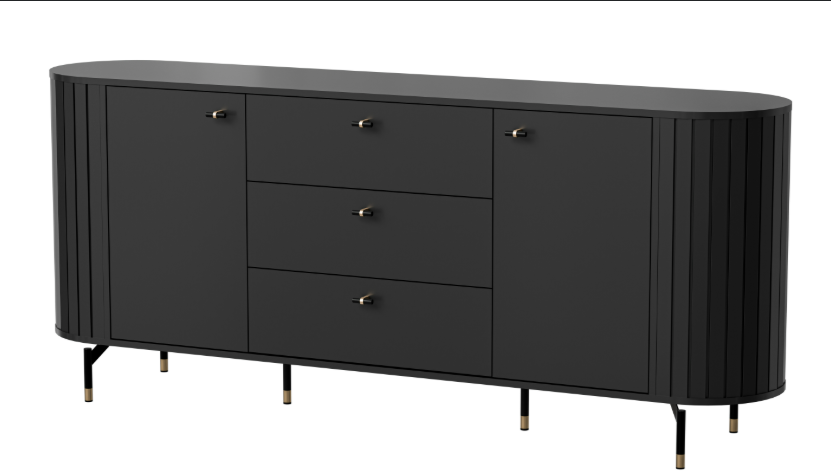 Buffet 2 portes 3 tiroirs avec pied en métal Rose 190x81 cm