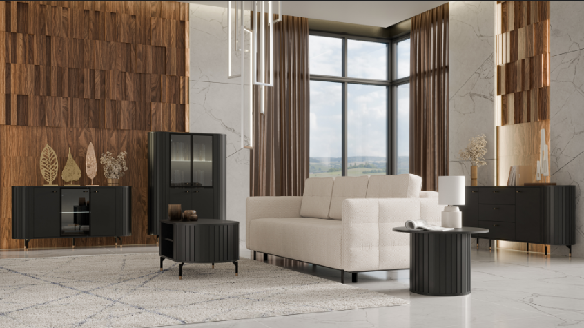 Madia 3 ante con piede in metallo Rose 150x81 cm