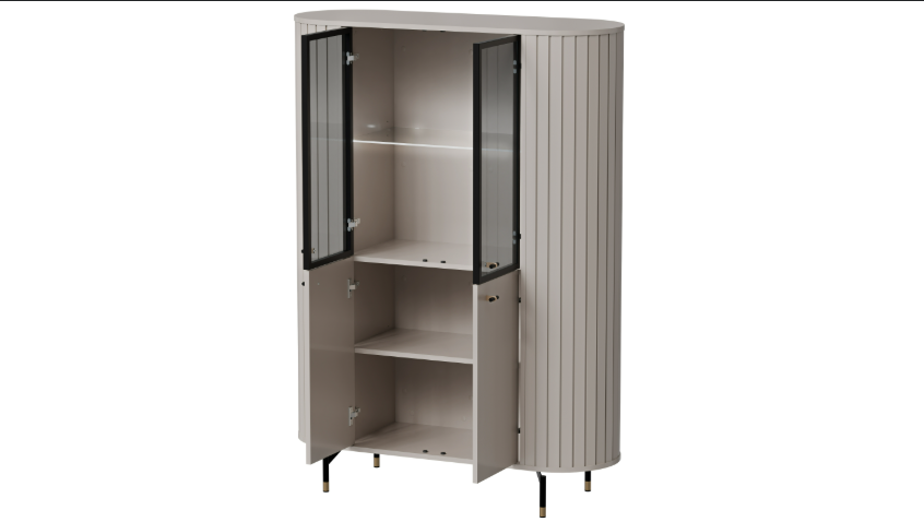 Vitrine 4 portes avec pied en métal Rose 112x155 cm