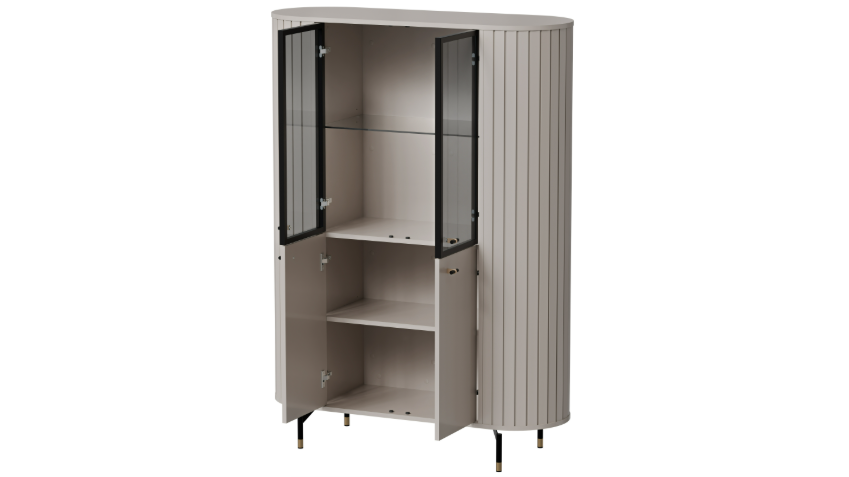Vitrine 4 portes avec pied en métal Rose 112x155 cm