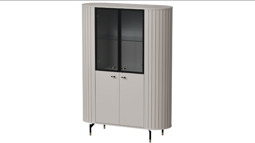 Vitrine 4 portes avec pied en métal Rose 112x155 cm