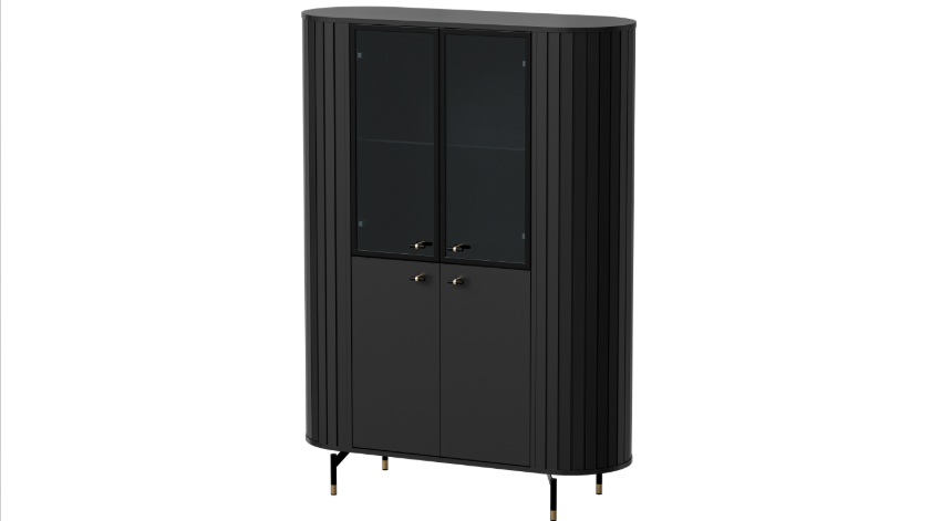 Vitrine 4 portes avec pied en métal Rose 112x155 cm