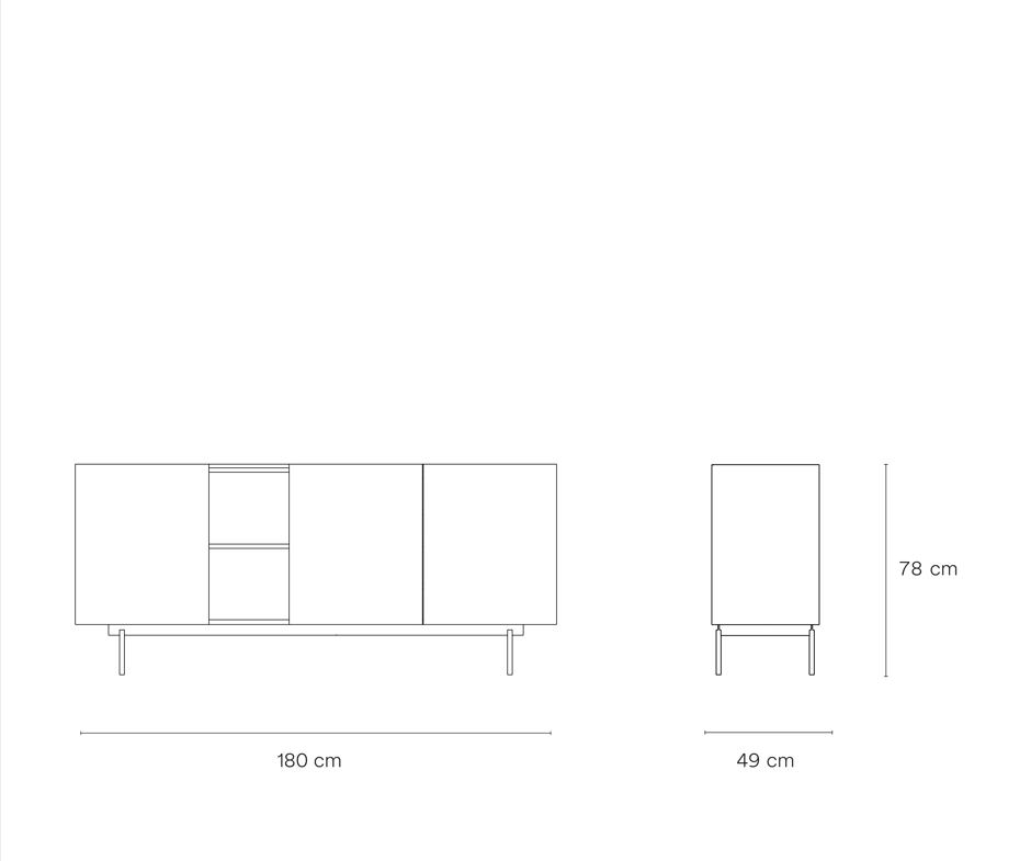 Buffet 3 portes et 3 tiroirs 180x78 cm Otto en chêne gris anthracite