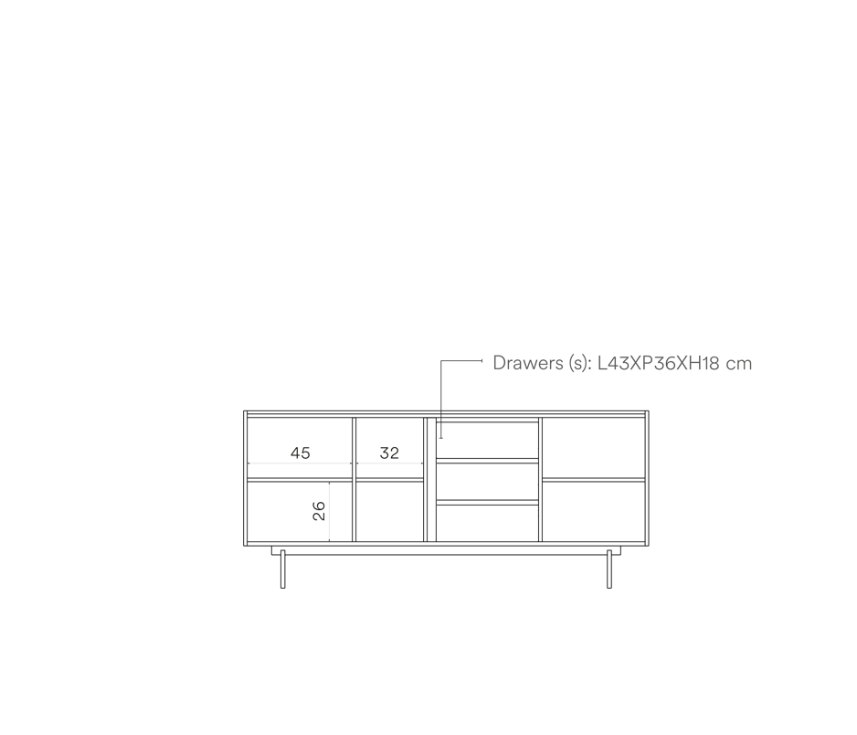 Buffet 3 portes et 3 tiroirs 180x78 cm Otto en chêne gris anthracite