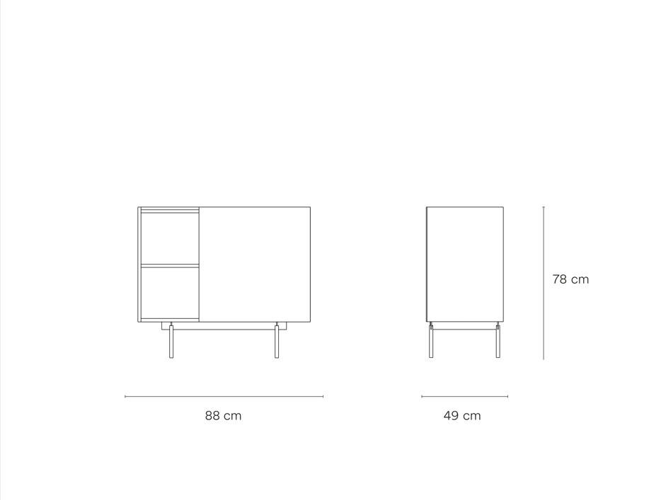 Commode 3 tiroirs Otto de Teulat 88x78 cm avec porte en bois chêne et terre cuite