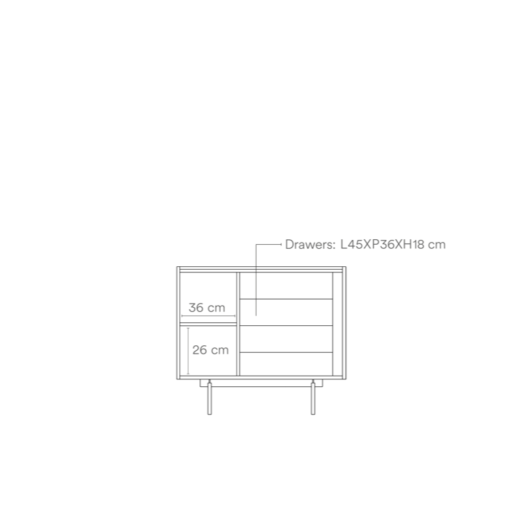 Commode 3 tiroirs Otto de Teulat 88x78 cm avec porte en bois chêne et terre cuite