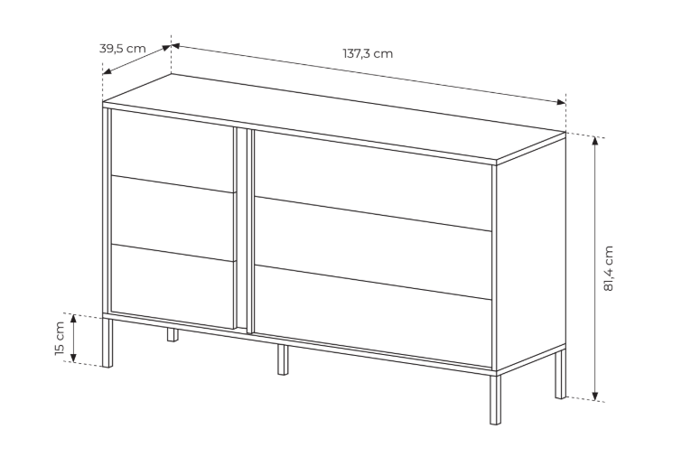 Cassettiera a 6 cassetti Eos 137x81 cm