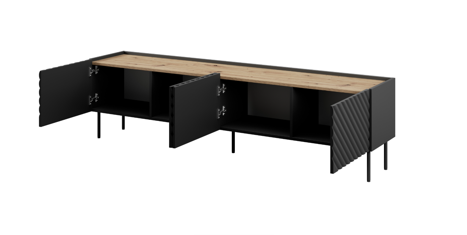 Meuble TV 4 portes avec pied en métal Rêve 200x53 cm