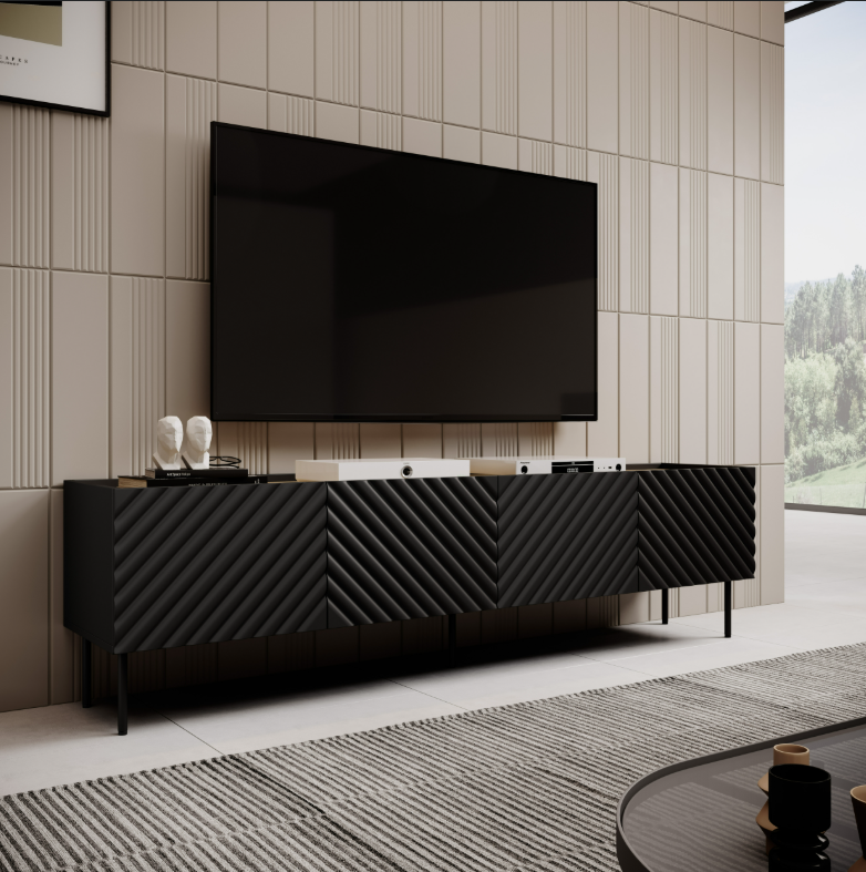 Meuble TV 4 portes avec pied en métal Rêve 200x53 cm