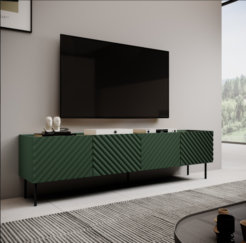 Meuble TV 4 portes avec pied en métal Rêve 200x53 cm