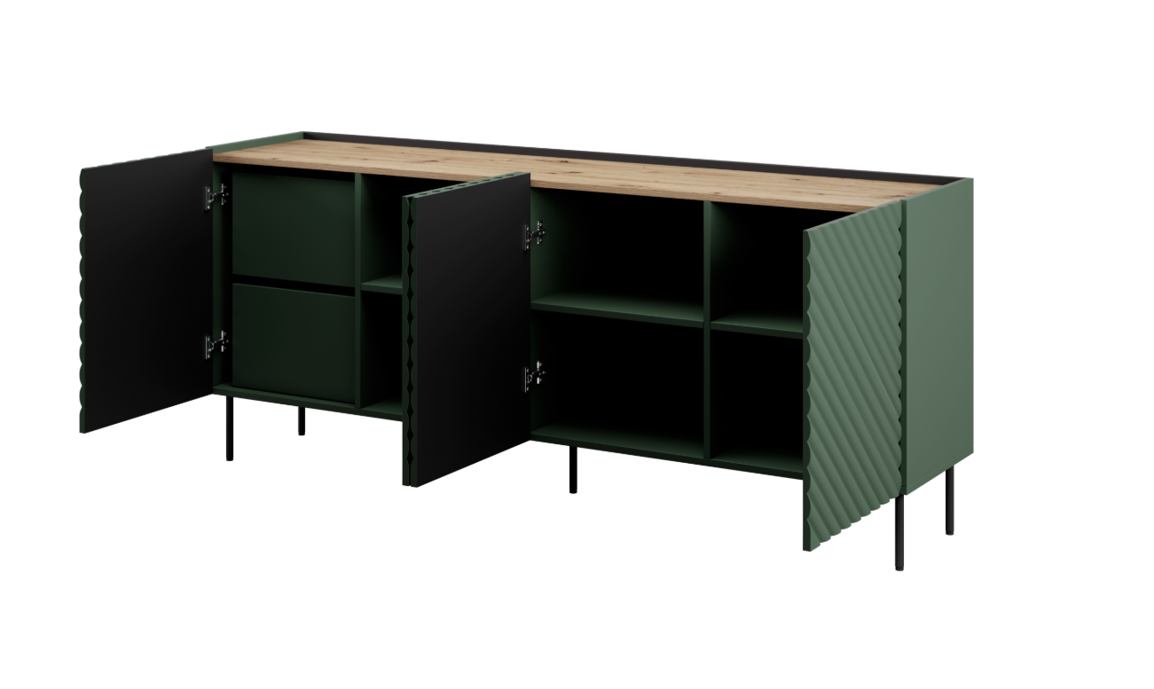 Buffet 4 portes 2 tiroirs avec pied en métal Rêve 200x81cm