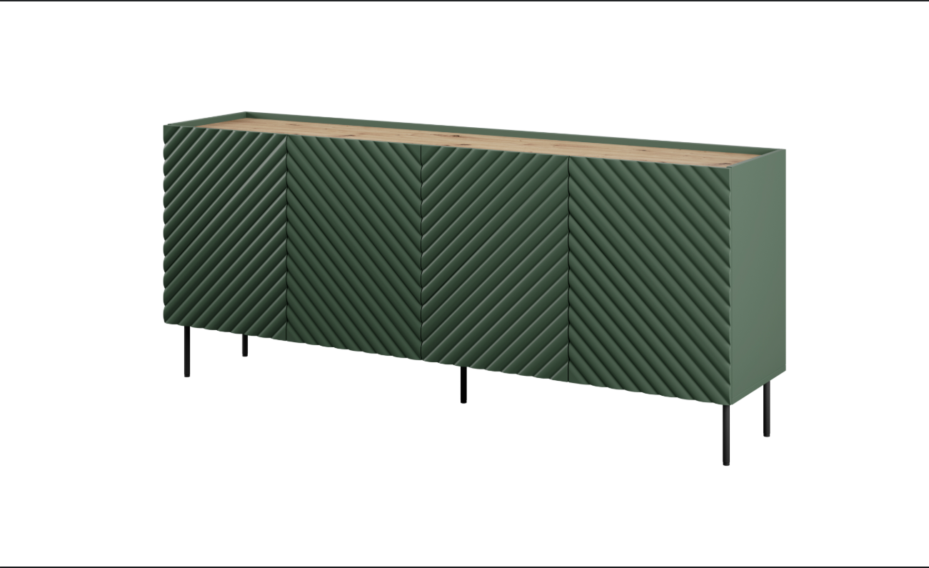 Buffet 4 portes 2 tiroirs avec pied en métal Rêve 200x81cm