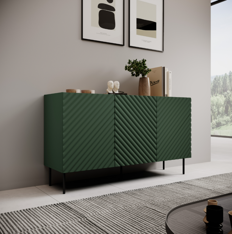 Buffet 3 portes 2 tiroirs avec pied en métal Rêve 150x84 cm