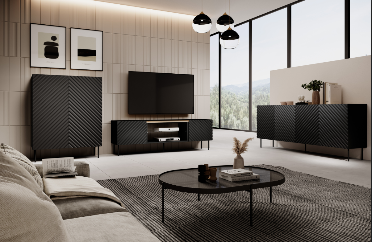 Meuble TV 2 portes avec pied en métal Rêve 180x57 cm