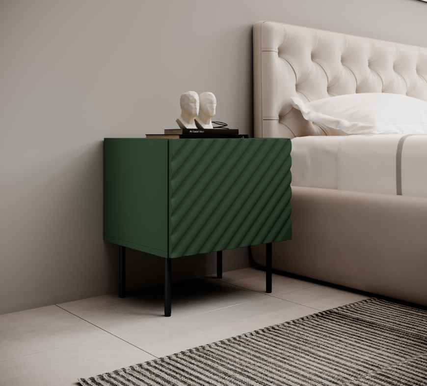 Table de chevet 1 porte avec pied métal Rêve 50x53 cm