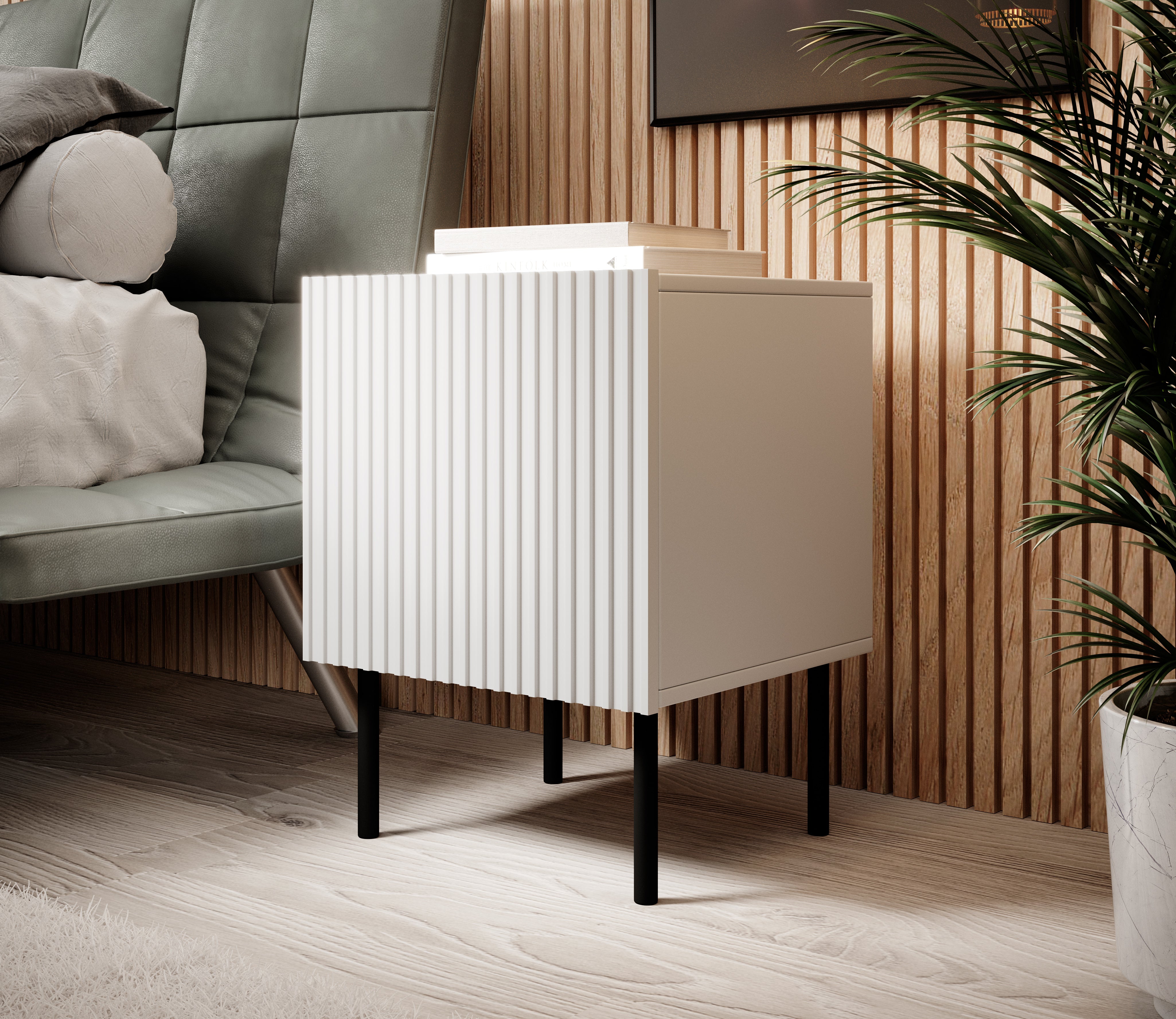 Table de chevet 1 porte avec pied en métal Bijou 45x51 cm