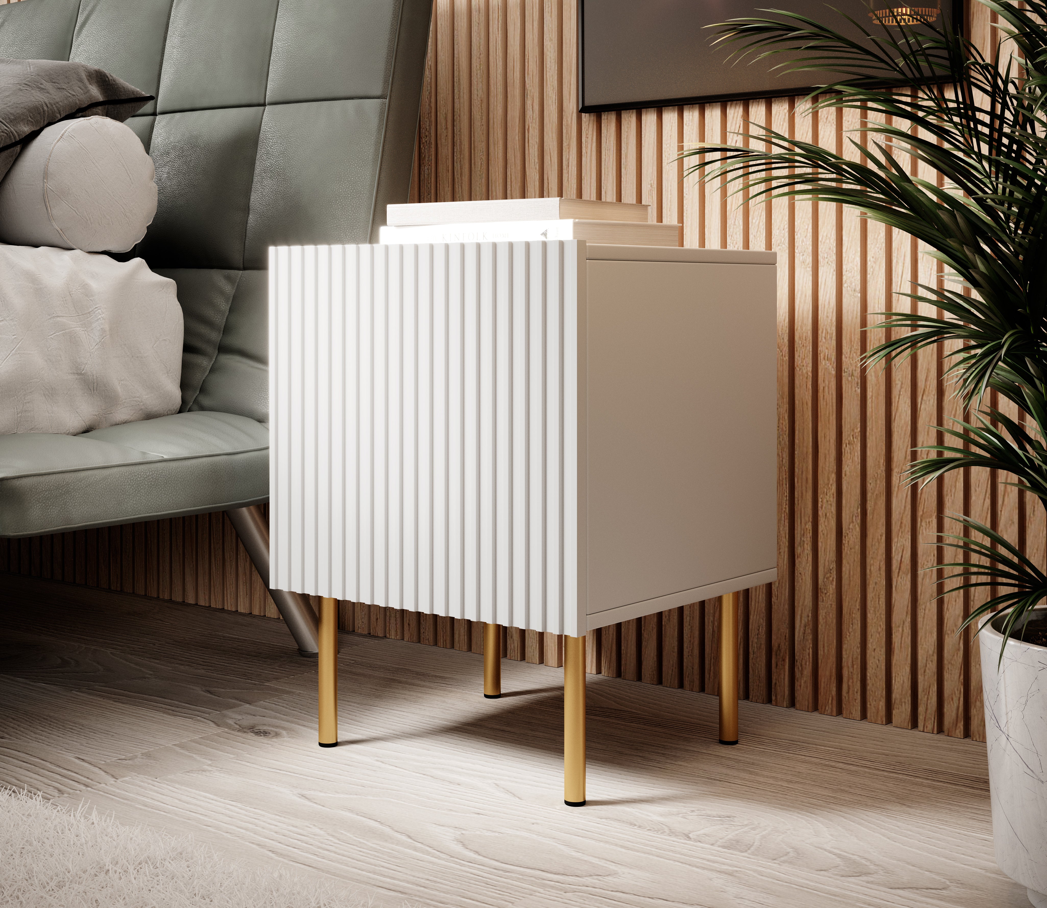 Table de chevet 1 porte avec pied en métal Bijou 45x51 cm