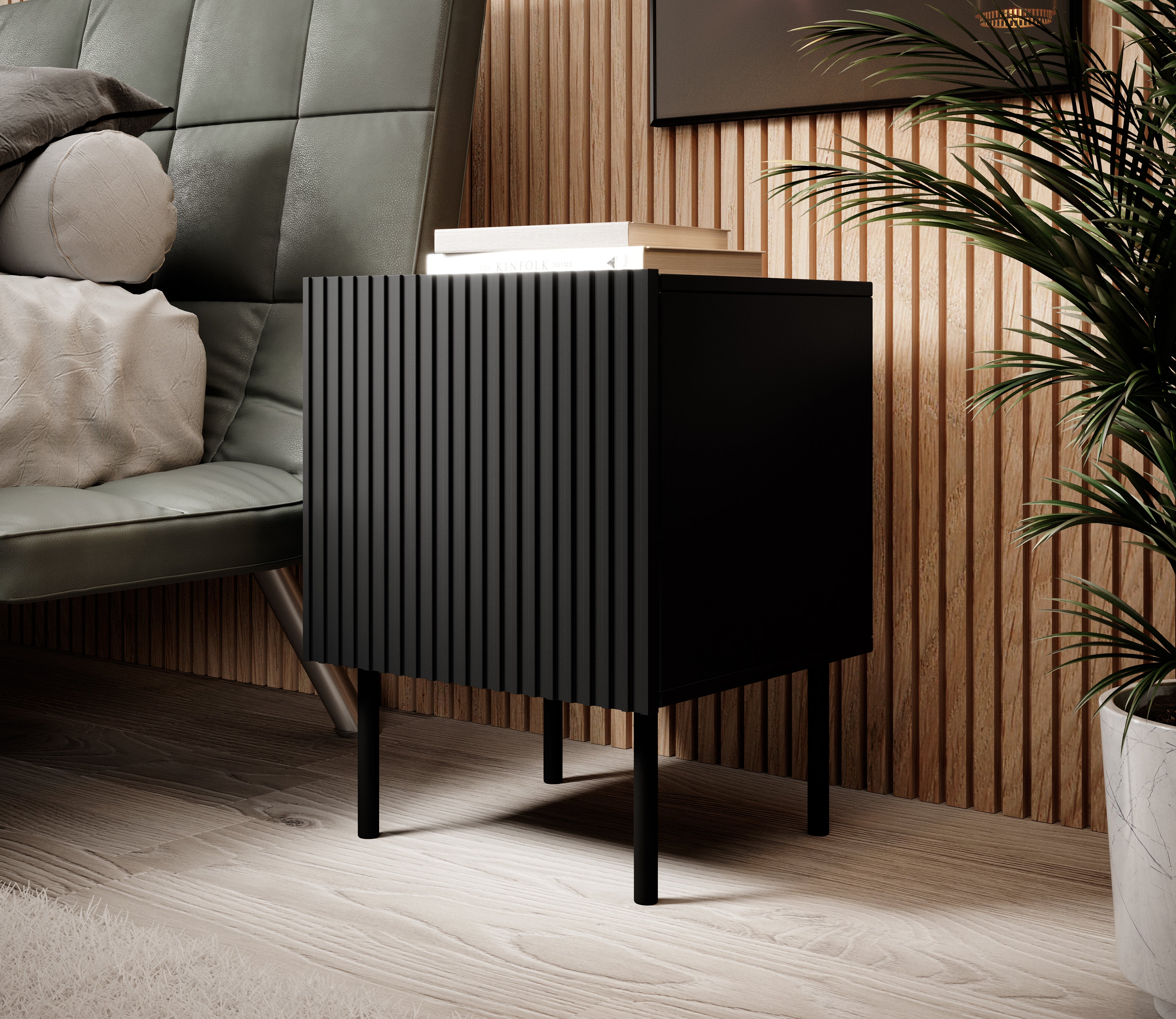 Table de chevet 1 porte avec pied en métal Bijou 45x51 cm