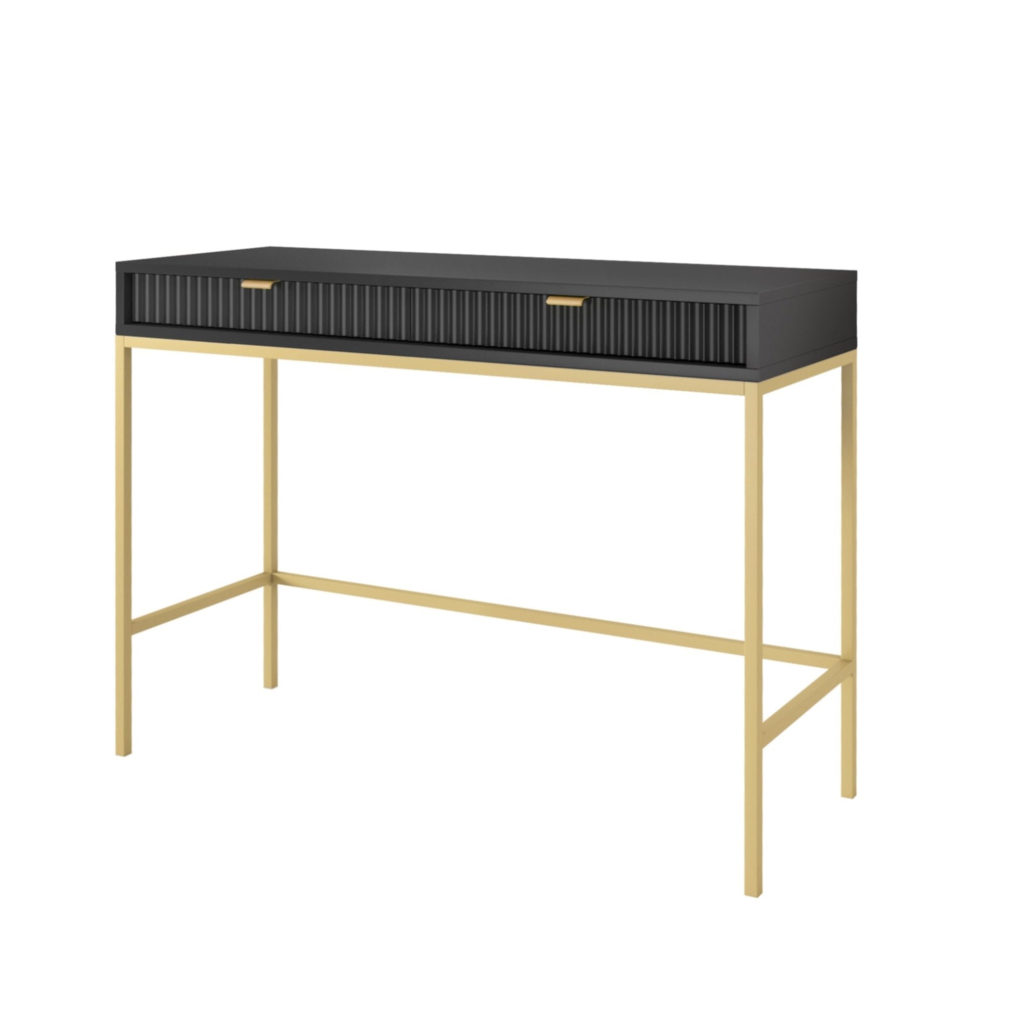 Console avec pieds en métal 2 tiroirs en bois laminé Miseno 104x78 cm