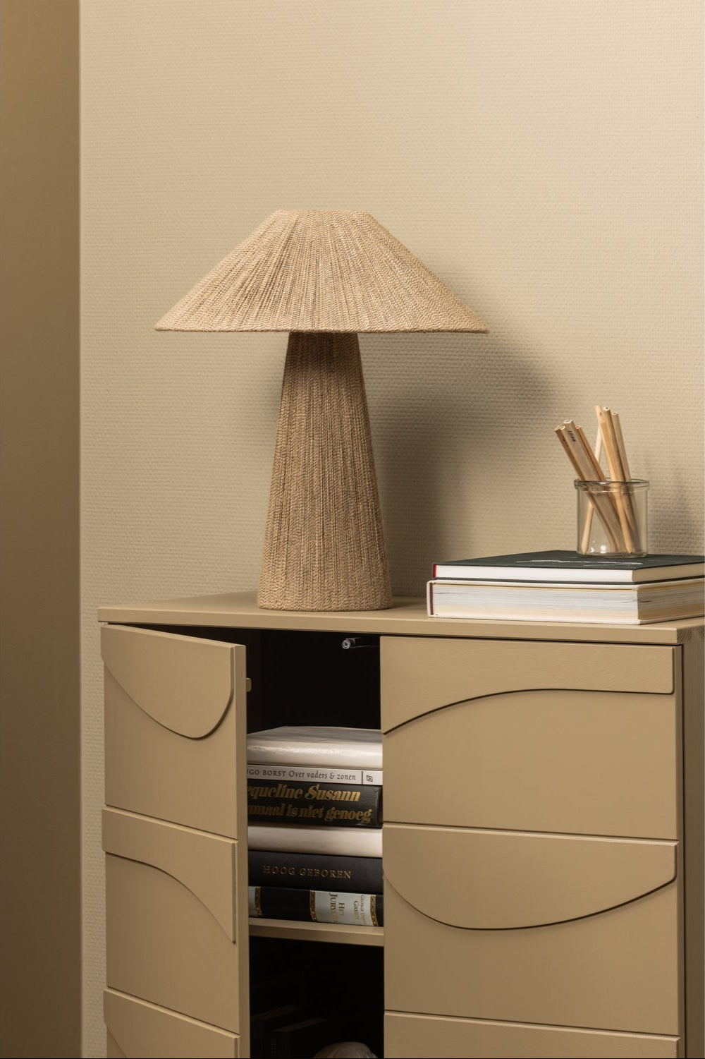 Buffet 2 portes effet 3D en bois de pin Teo 116x72 cm