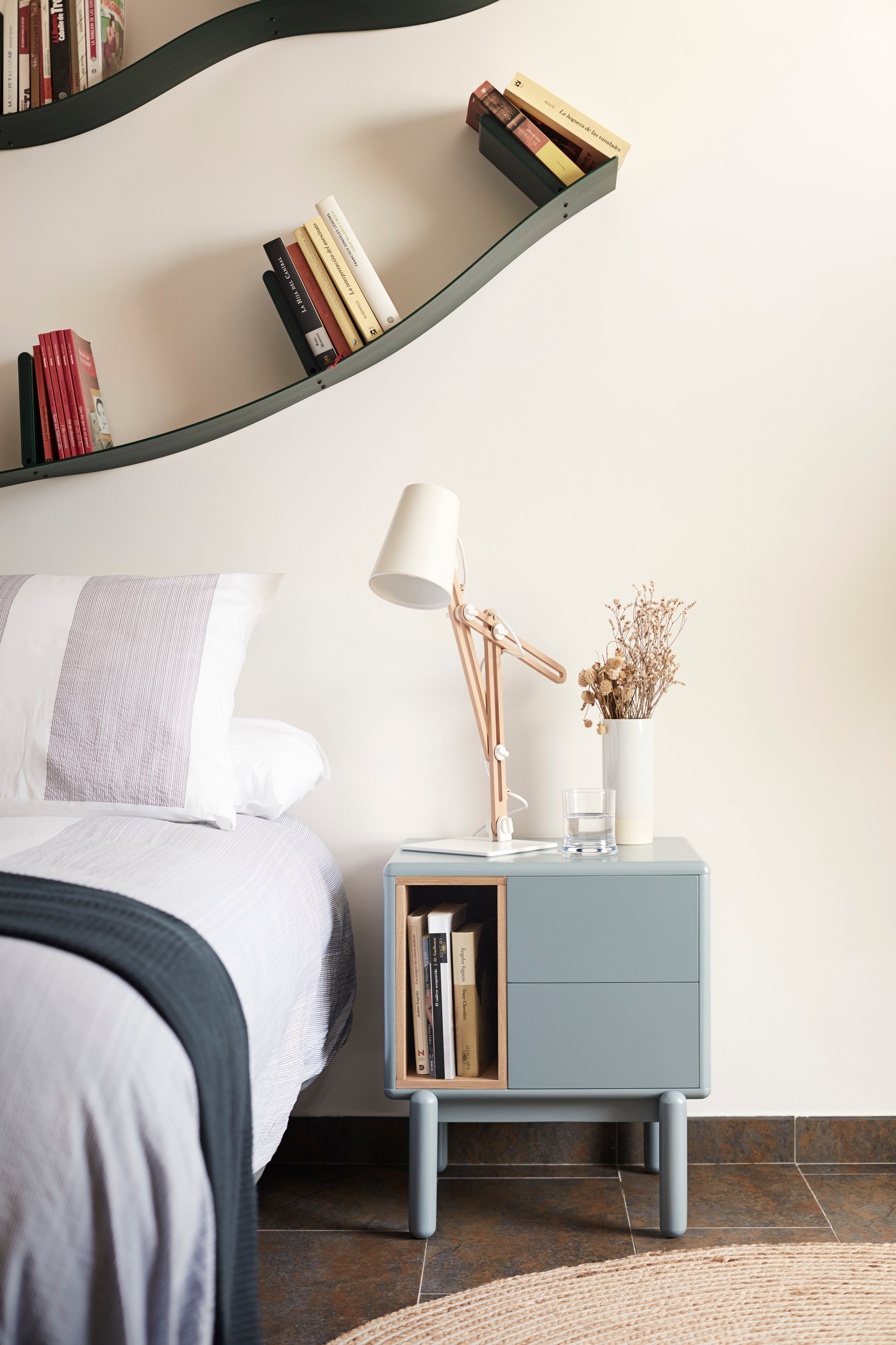 Table de chevet 2 tiroirs 48x35 cm Corvo de Teulat gris perle